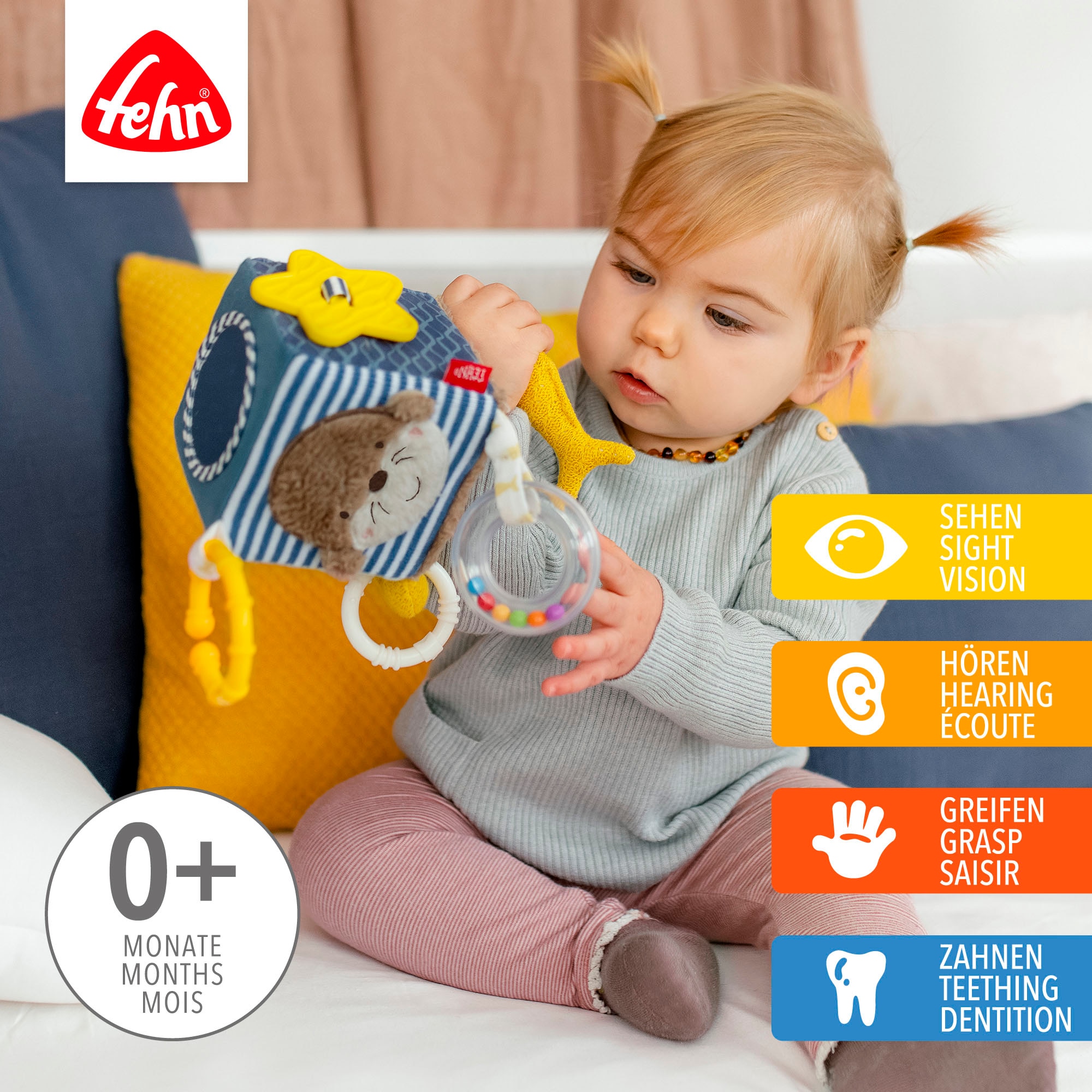 Fehn Greifspielzeug »Otter Theo, Activity-Würfel Otter« mit Befestigungsring