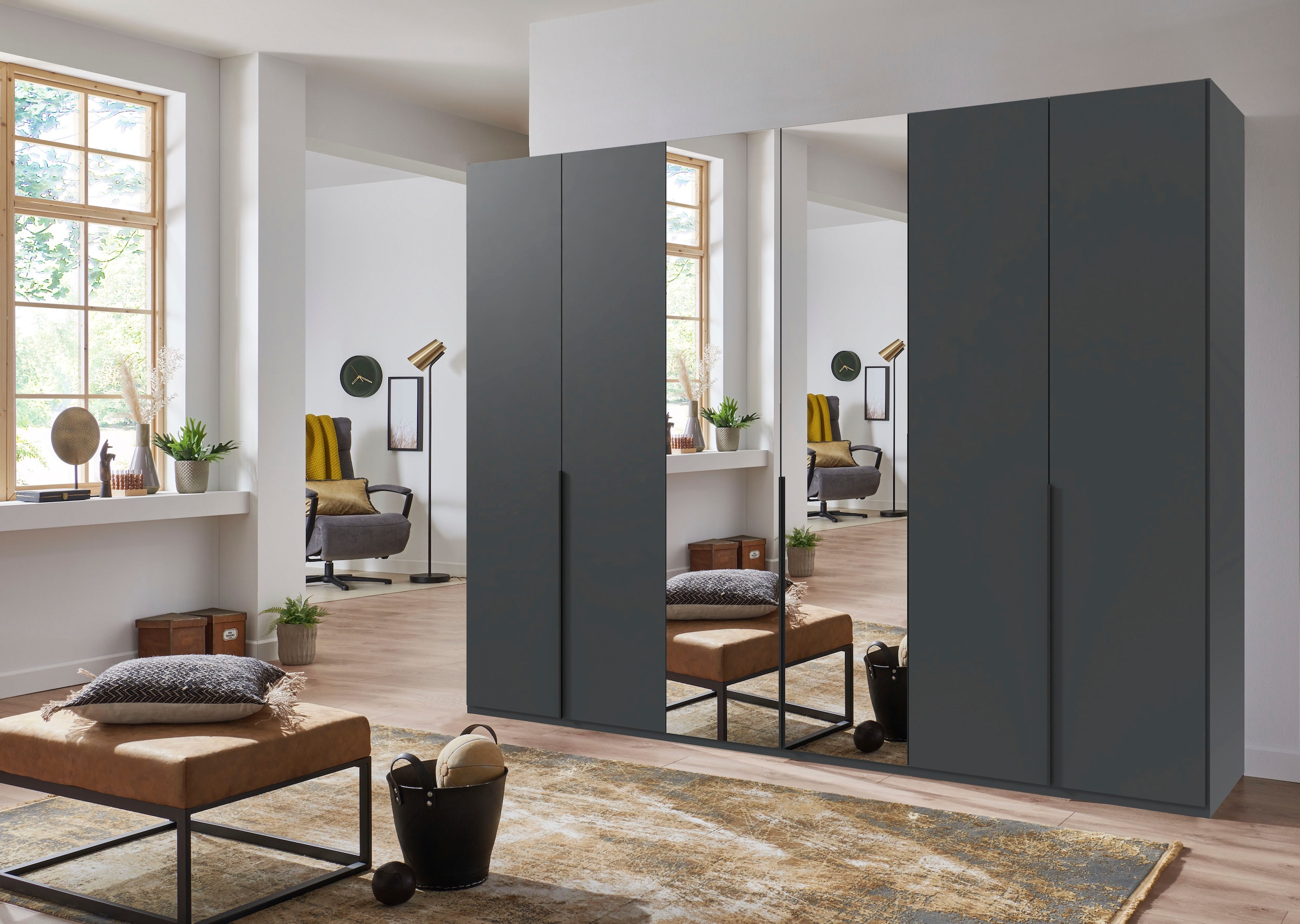Wimex Kleiderschrank »Mugano,in 8 Breiten,3 Höhen,2 Tiefen, viele Farben, Made in Germany«, (in Basic oder Premium Ausstattung mit 2 weiteren Einlegeböden), mit langen oder kurzen Griffen aus Metall, mit oder ohne Spiegel