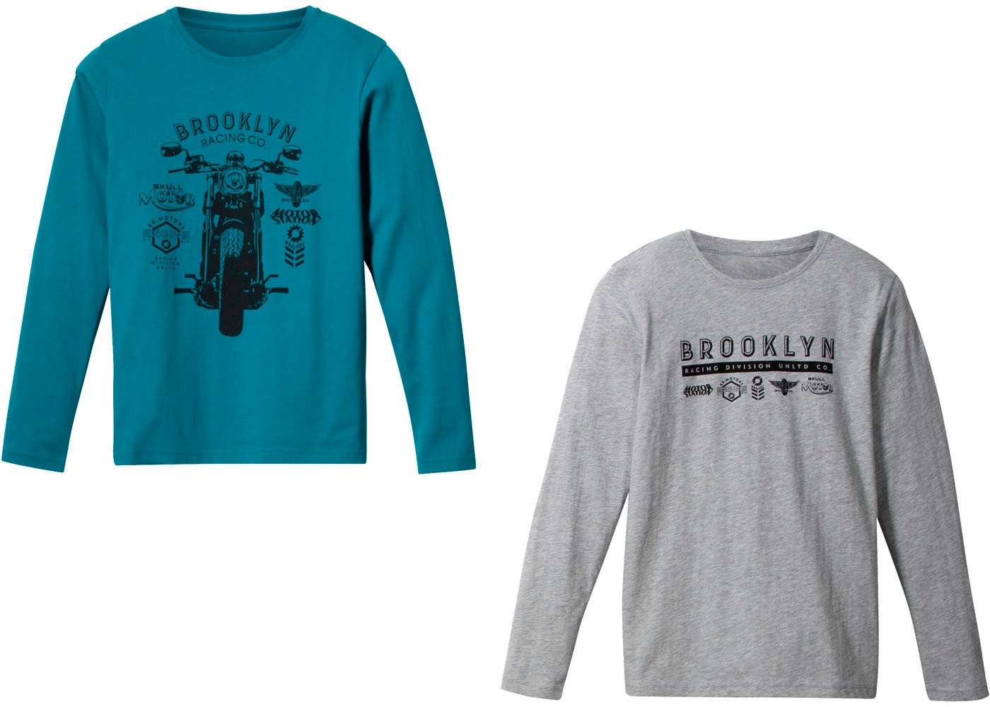 Image of bonprix Langarmshirt Packung, 2 Stk. bequeme Passform, mit Frontmotiv, für den Alltag