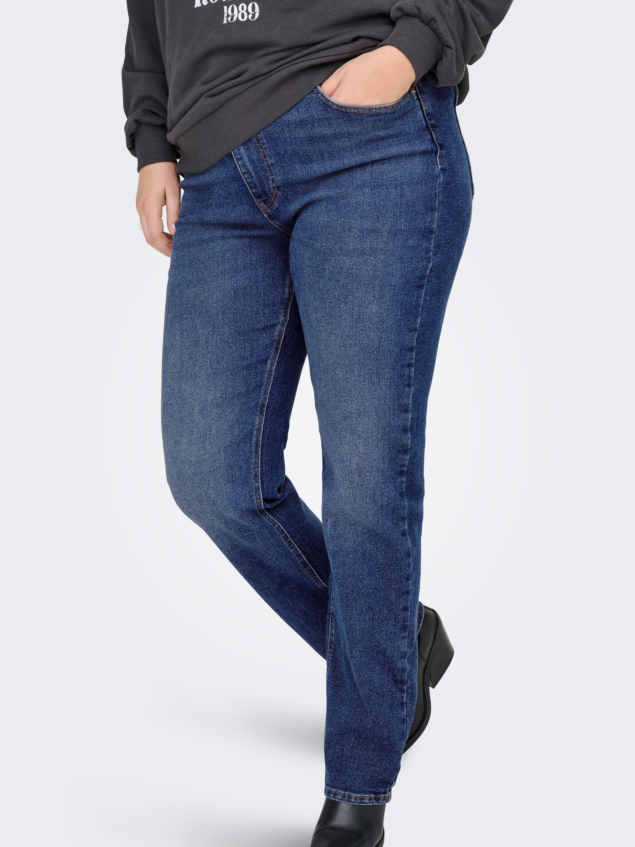 ONLY CARMAKOMA Jeans droit »CARCRUZ EX HW STRAIGHT DNM PIMBOX BF«