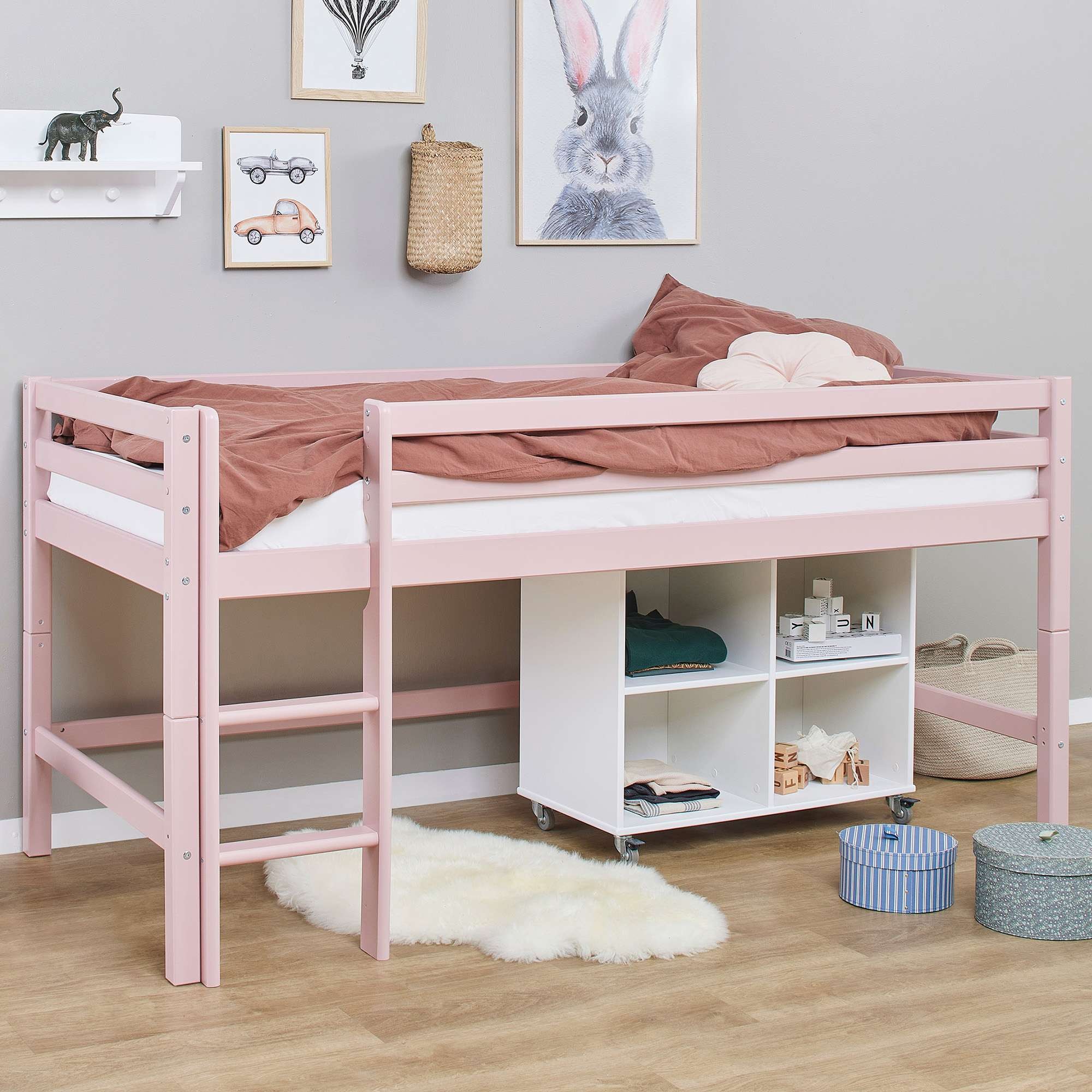 Hoppekids Hochbett »ECO Dream MY COLOR« Set, Bett,  90x200, umbaubar in Einzelbett, 4 Farben