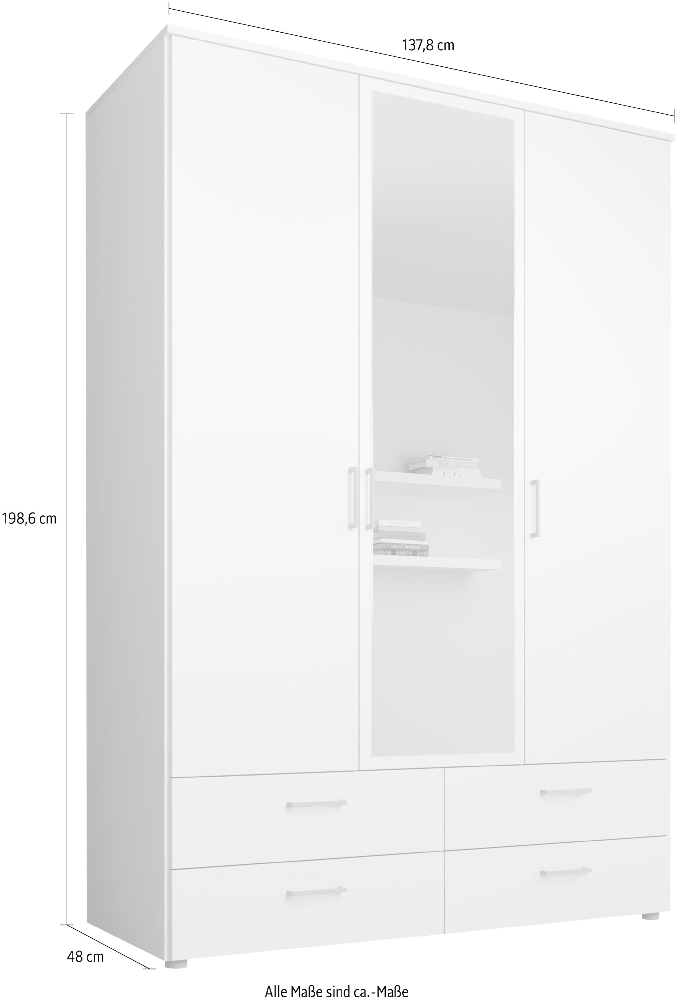 Schlafkontor Drehtürenschrank »Spazio«, weiss, Schlafzimmerschrank mit Spiegel