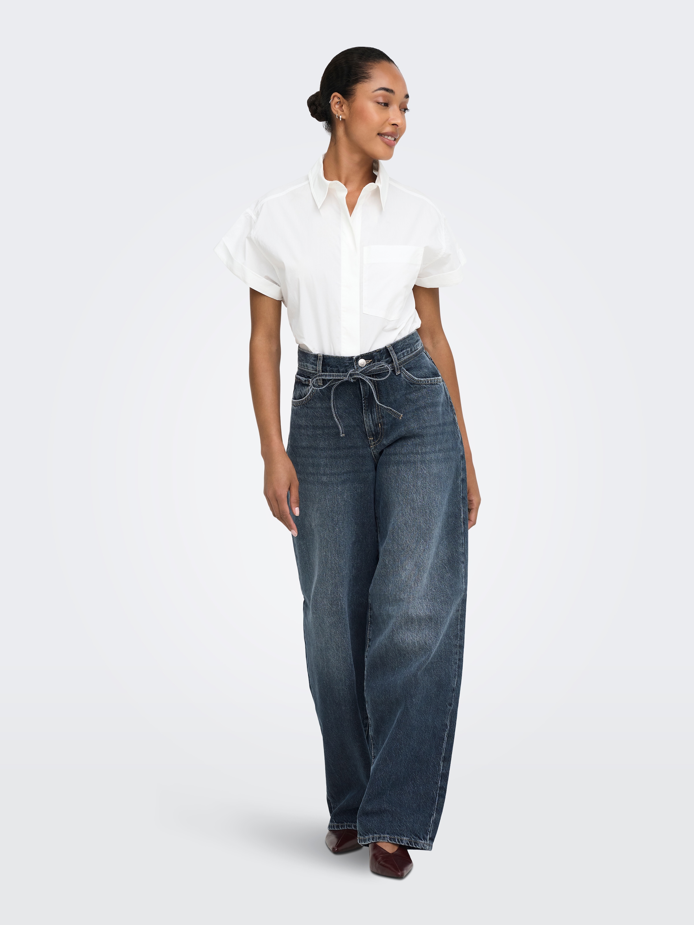 ONLY Jeans droit »ONLGIANNA MW STRAIGHT DNM DOT003 NOOS« Coton