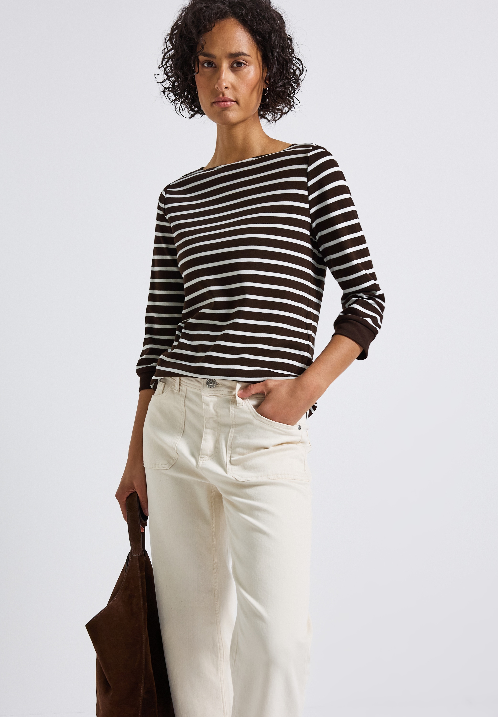 STREET ONE 3/4-Arm-Shirt »LTD QR Basic«, Sommershirt im Ringel-Streifen-Look