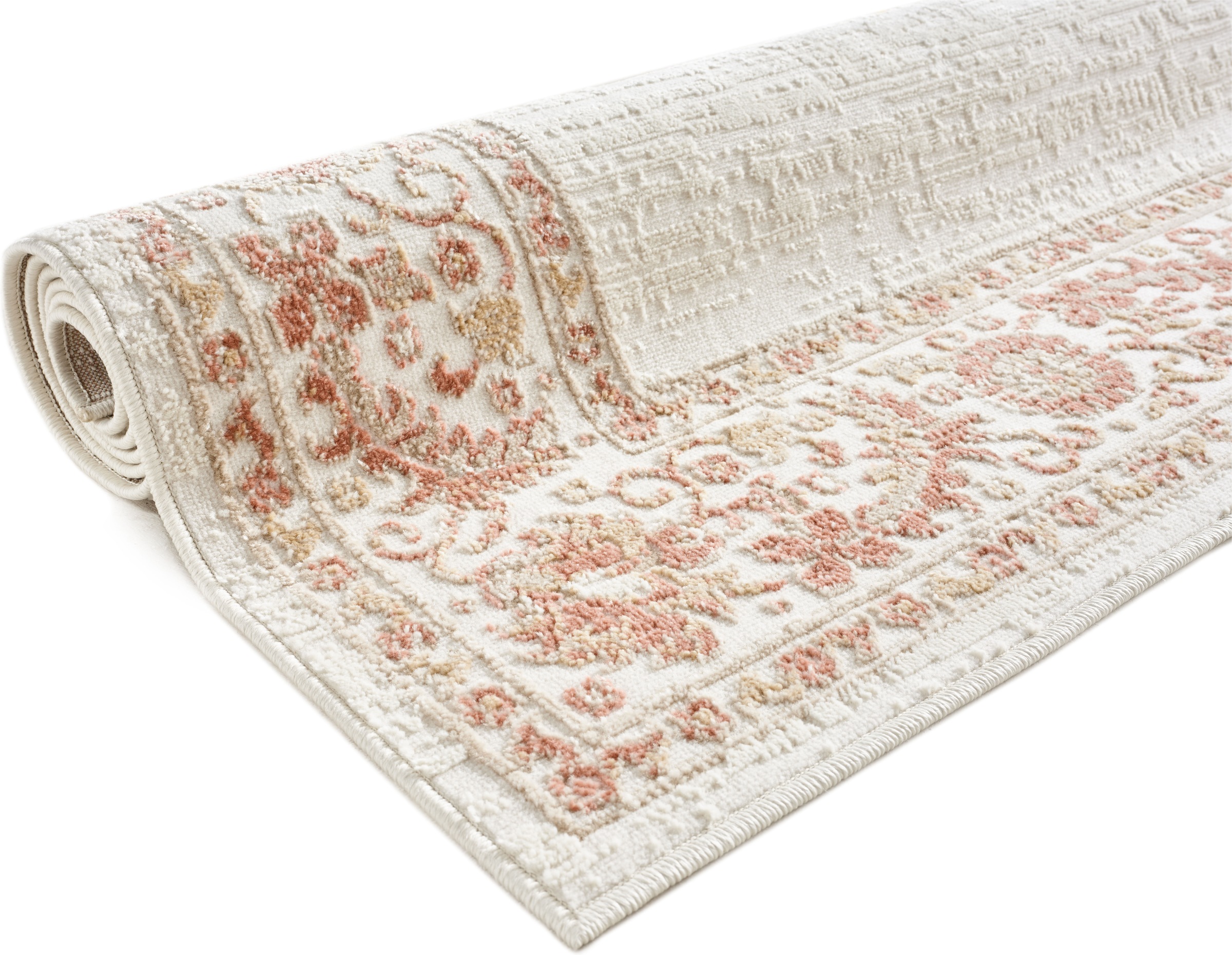 GOODproduct Teppich »Fennia, Blumen-Motiv« rechteckig 7 mm Höhe Bordüre, Floral, meliert, Wohnzimmer, Schlafzimmer, Esszimmer