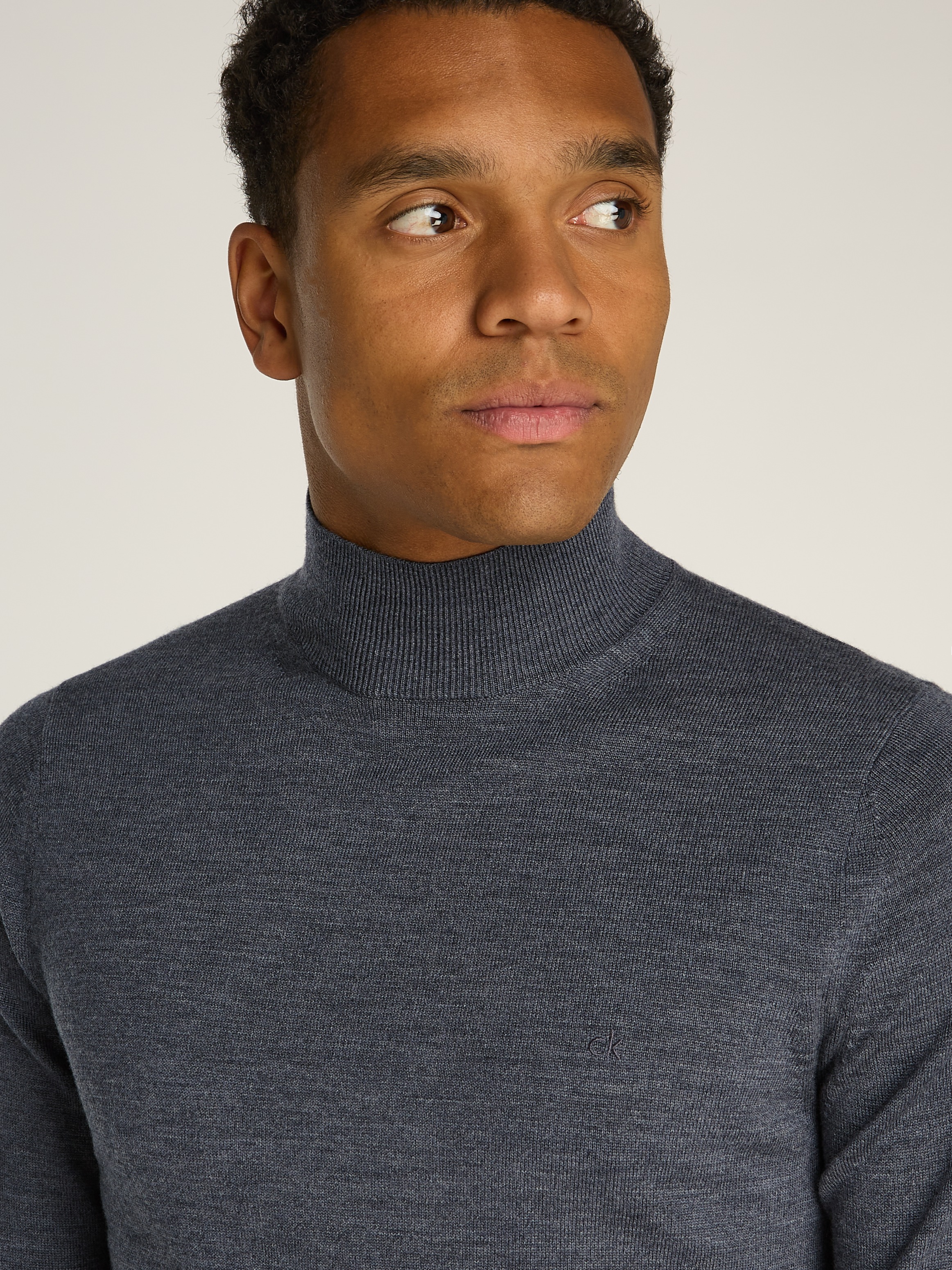 Calvin Klein Rollkragenpullover »MERINO MOCK NECK SWEATER«, mit Markenlabel