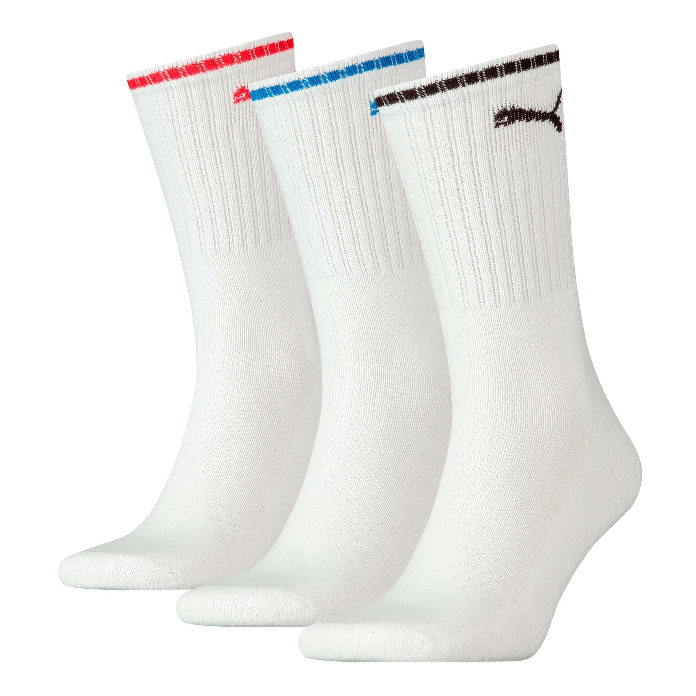 PUMA Sportsocken "PUMA UNISEX STRIPED CREW SOCK" 3 Stk. tlg. Komfort-Bund, Frottee-Polsterung, flache Zehennaht