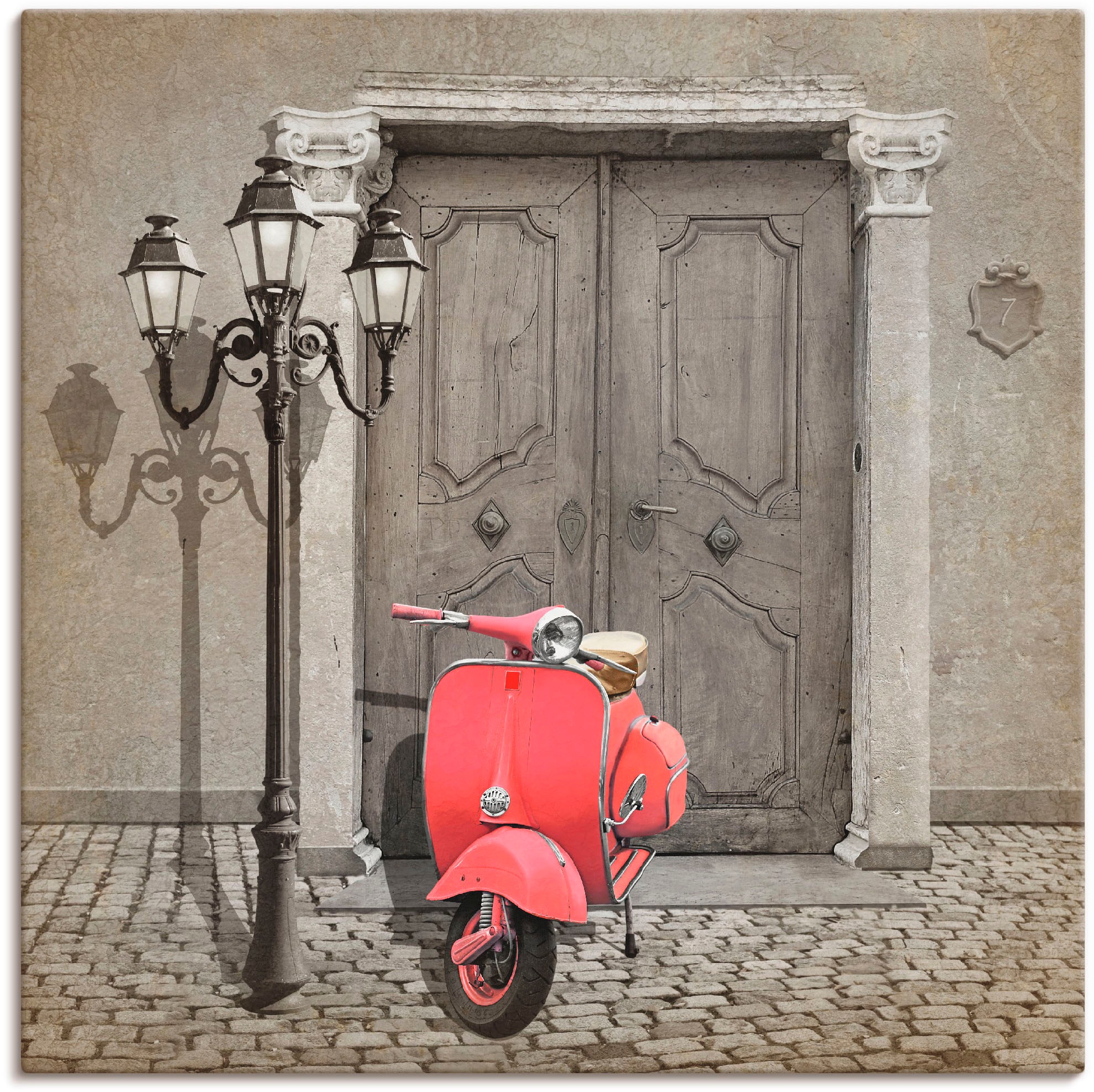 Image of Artland Wandbild »Oldtimer Motorroller Colorkey«, Motorräder & Roller, (1 St.), in vielen Grössen & Produktarten -Leinwandbild, Poster, Wandaufkleber / Wandtattoo auch für Badezimmer geeignet bei Ackermann Versand Schweiz