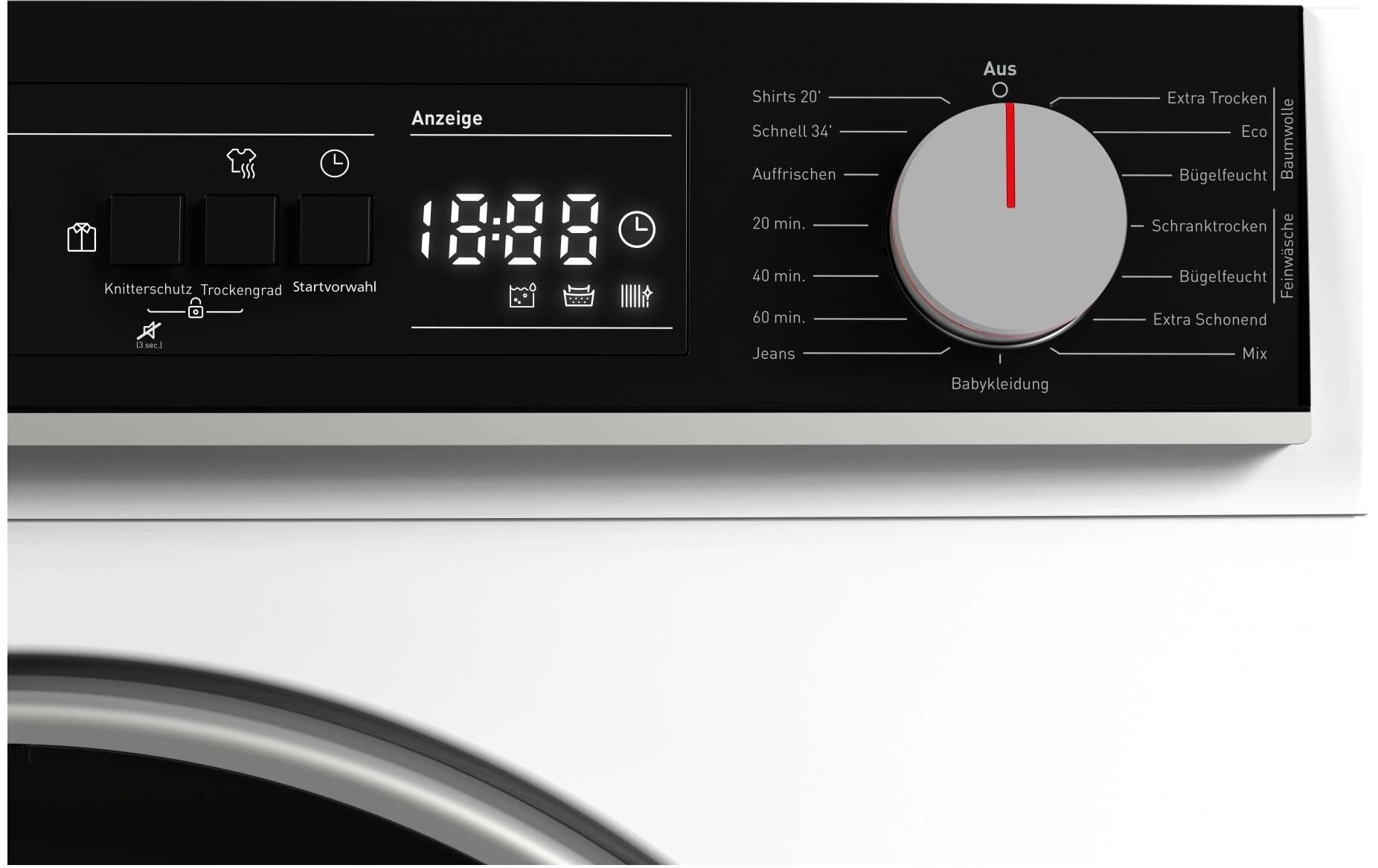 Sharp Lave-linge séchant »KD-NHA0S6GW1C« 64 dB(A) 10kg / EEK C / 3 Tasten / XL-Glas-Tür / weiss