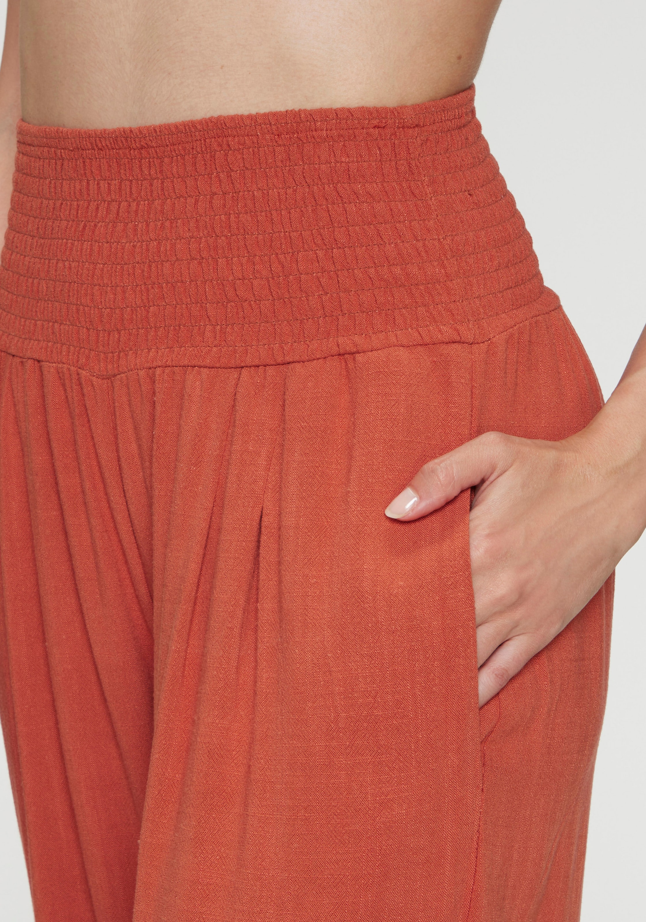 French Connection Pantalon en lin  mit gerafftem Bund, weite Palazzohose für den Sommer