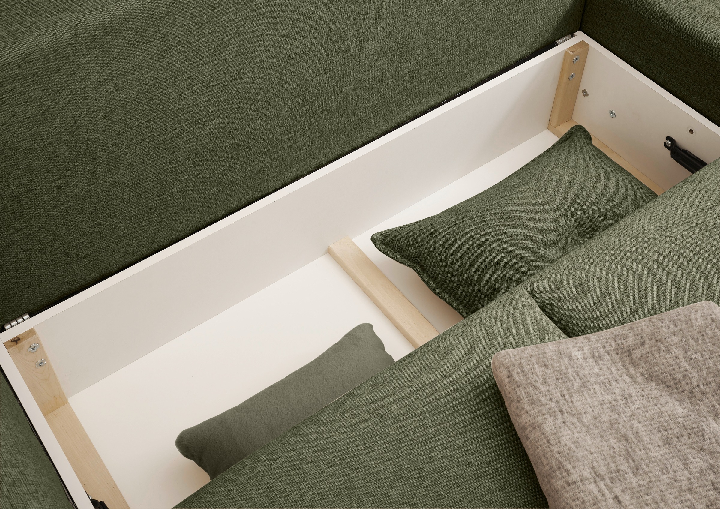 ED EXCITING DESIGN Ecksofa »Pamplona L-Form«, mit Bettfunktion, Bettkasten & Zierkissen