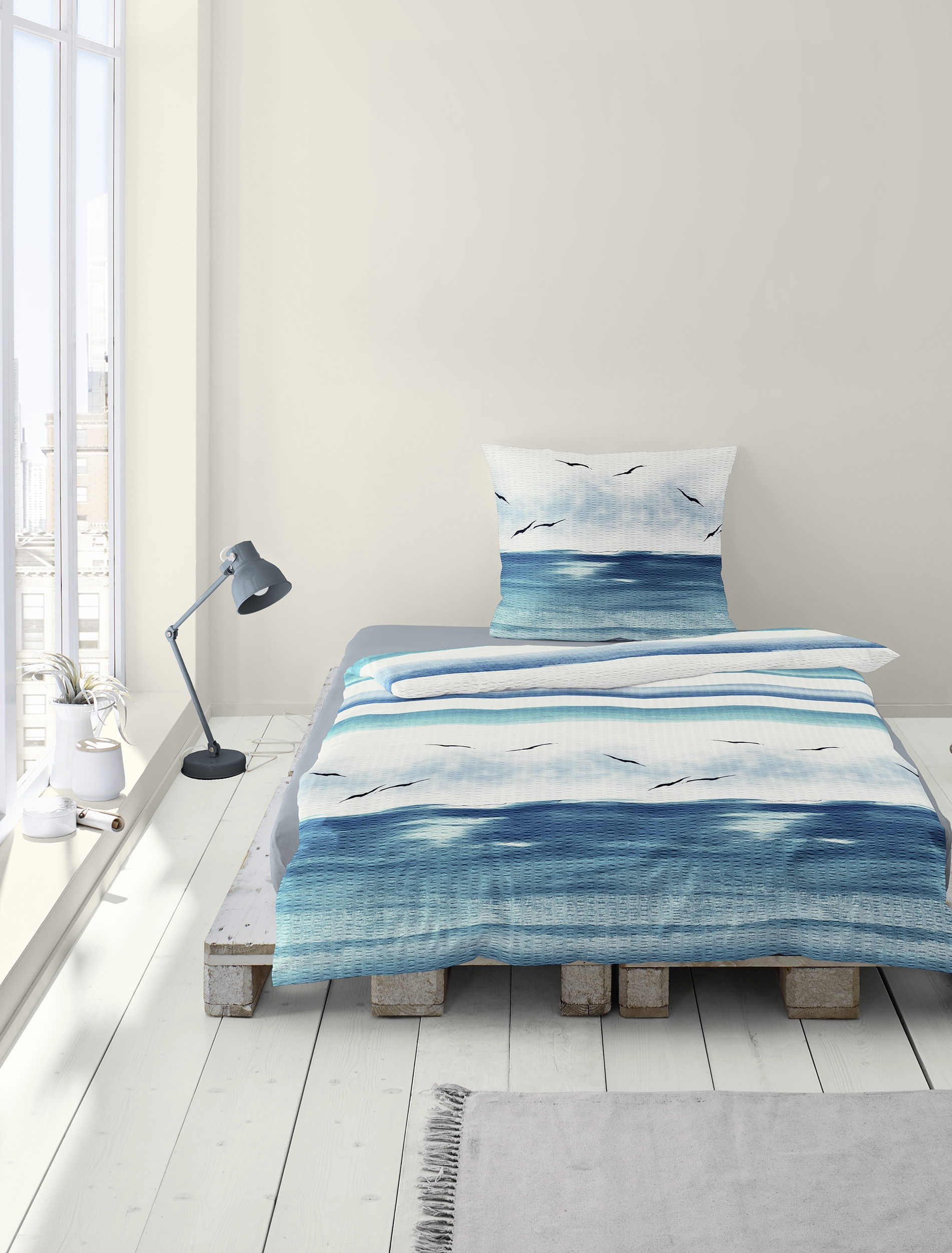 BIERBAUM Linge de lit »Bettwäsche 3333« 2 Seersucker, 100  % Baumwolle, pflegeleicht, bügelfrei, kühlend