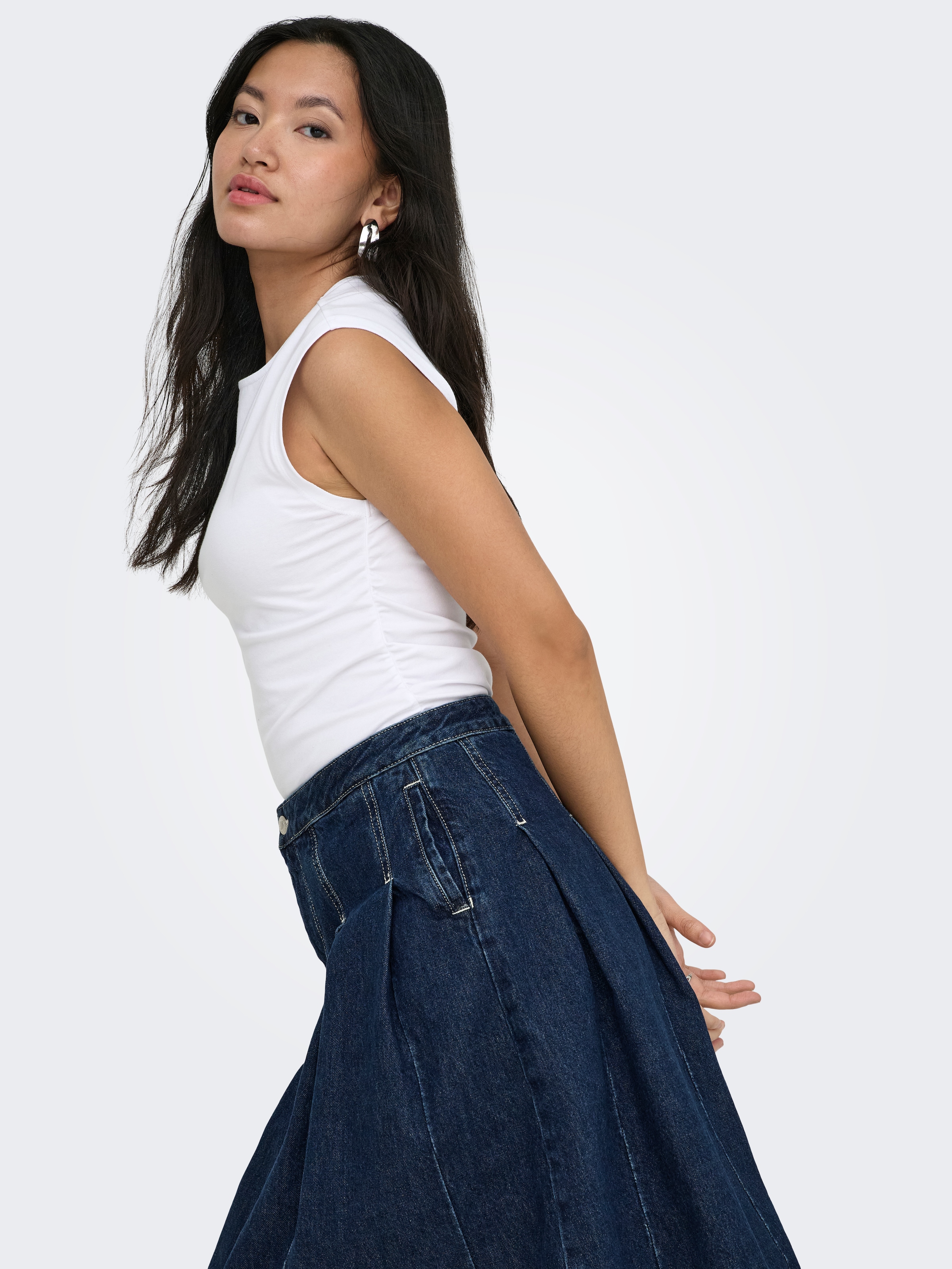 ONLY »ONLMIRA CAPSL RUCHING TOP JRS NOOS« Baumwollmischung, regular fit, Rundhals
