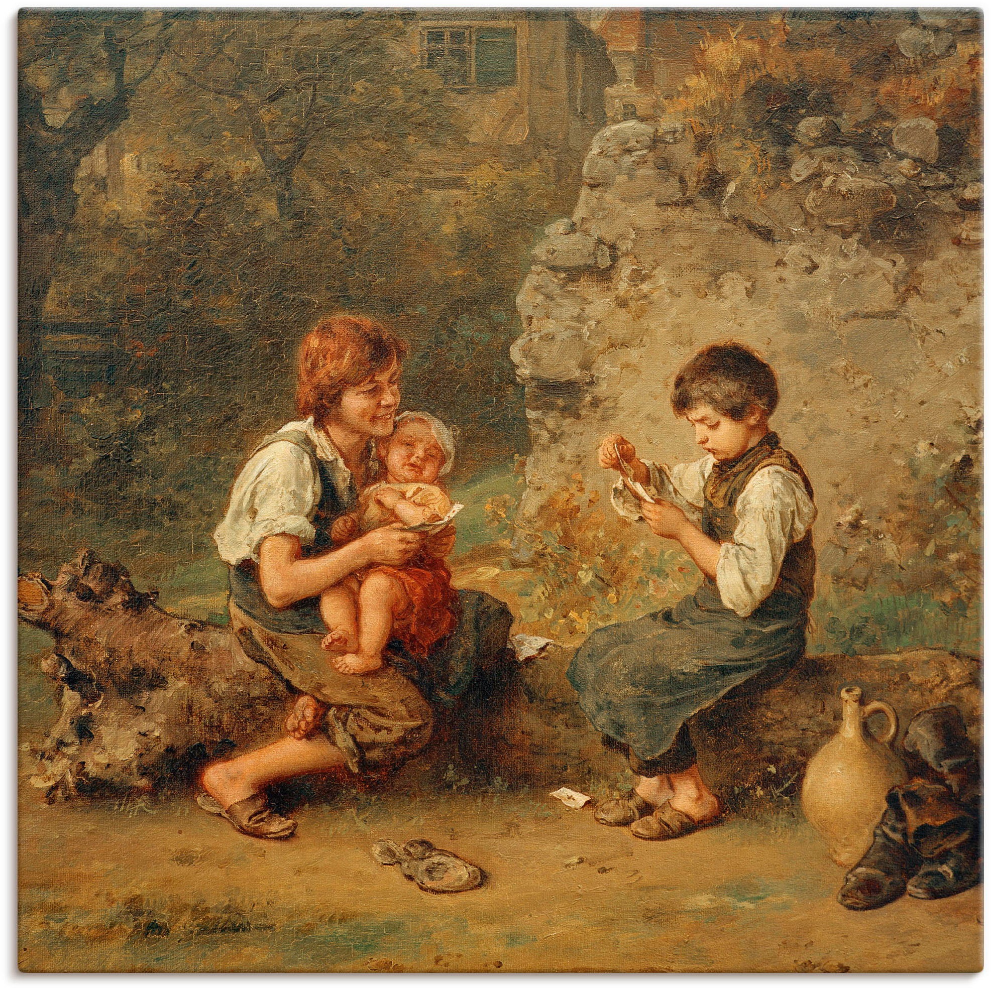 Image of Artland Wandbild »Kartenspielende Schusterjungen«, Bilder von Berufen, (1 St.), in vielen Grössen & Produktarten - Alubild / Outdoorbild für den Aussenbereich, Leinwandbild, Poster, Wandaufkleber / Wandtattoo auch für Badezimmer geeignet bei Ackermann Ver