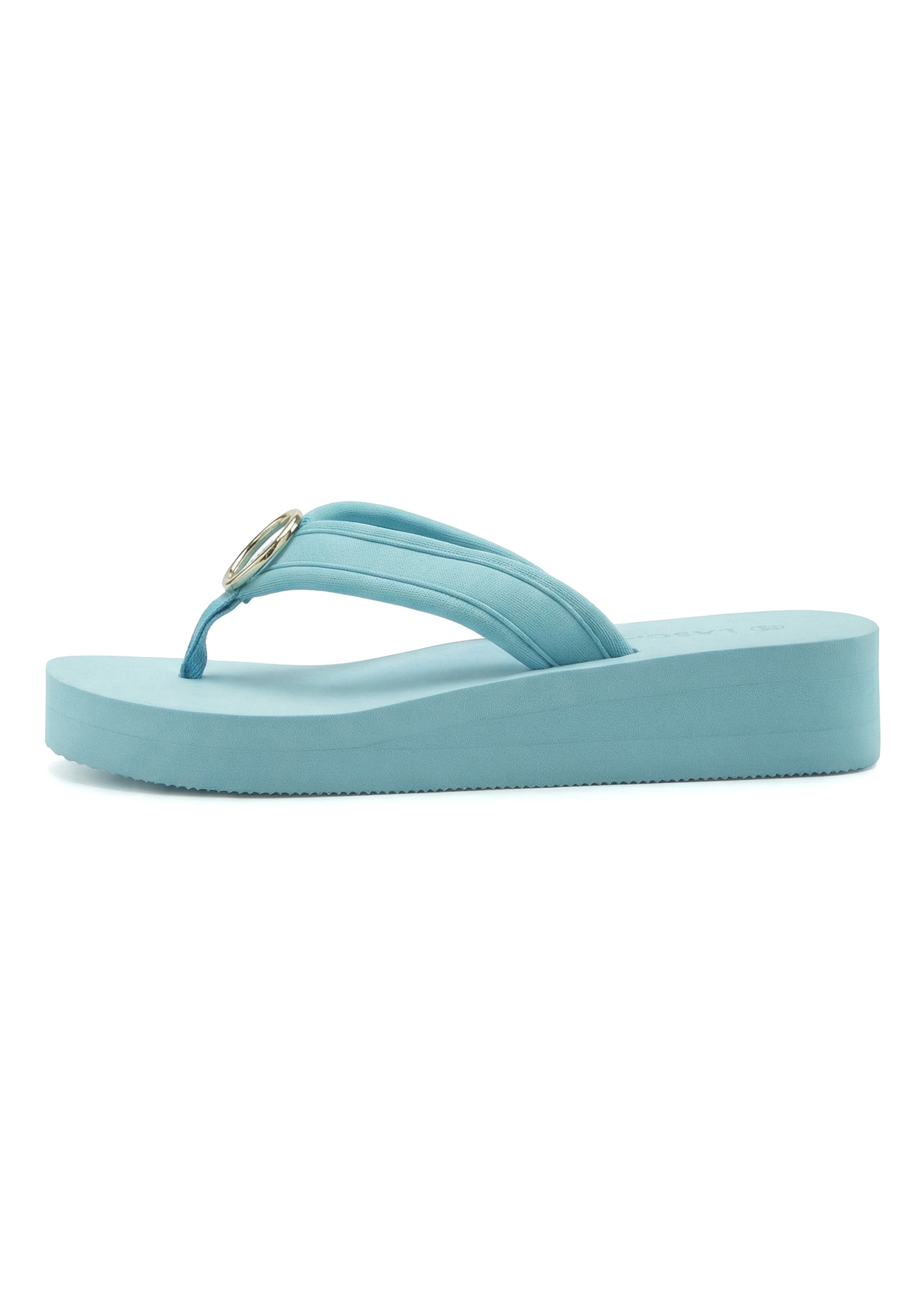 LASCANA Badezehentrenner »Sandale, Badeschuh, Pantolette, Badelatsche, Flip Flop, Sommerschuh,«  Zehentrenner mit Ringapplikation "Italy" VEGAN