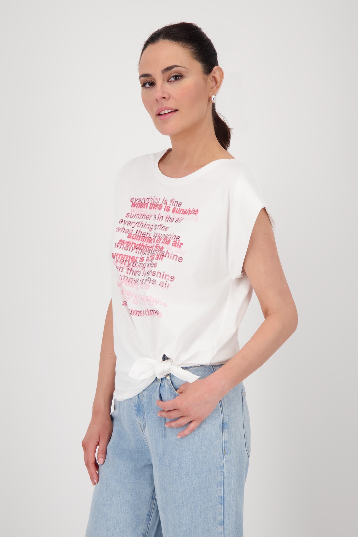 Monari T-Shirt »Shirt Schriftenmix«, Mit Rundhalsausschnitt