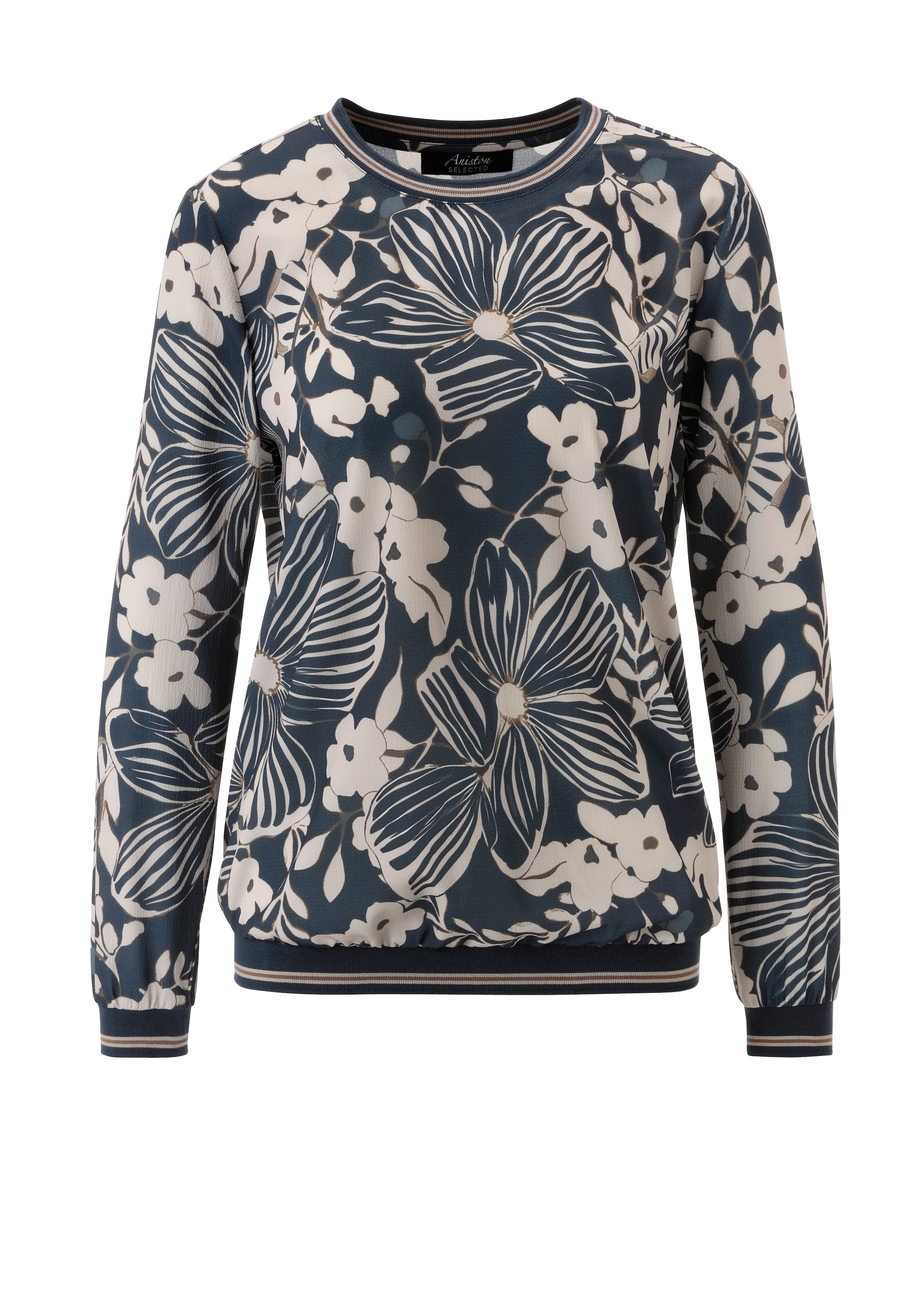 Aniston SELECTED Shirtbluse mit sportiven Bündchen und floralem Druck - NEUE KOLLEKTION