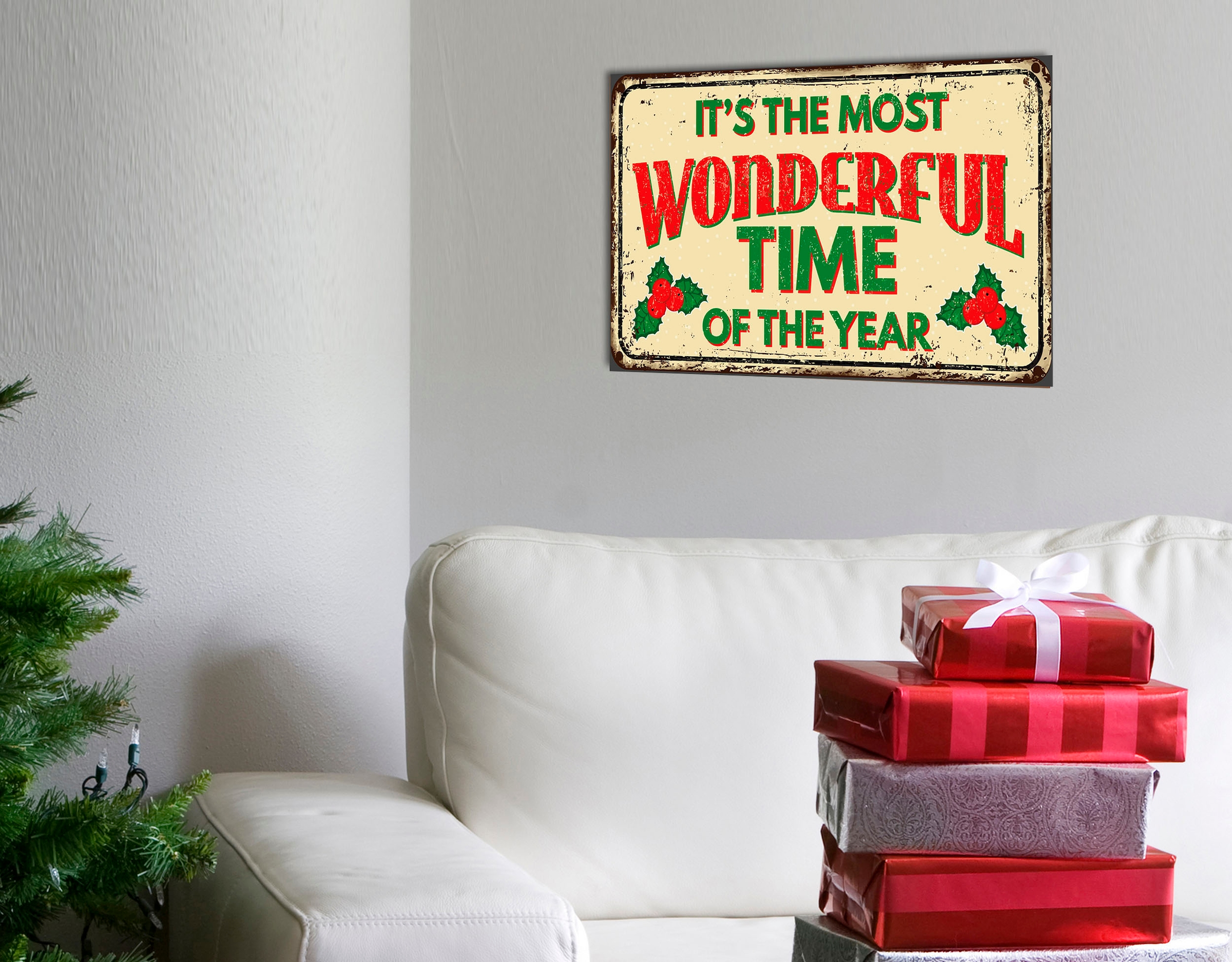 Image of queence Metallbild "Wonderful Time" Schriftzug Schriftzüge Sprüche Sprüche & Texte Weihnachten 1 Stk. tlg. Stahlschilder
