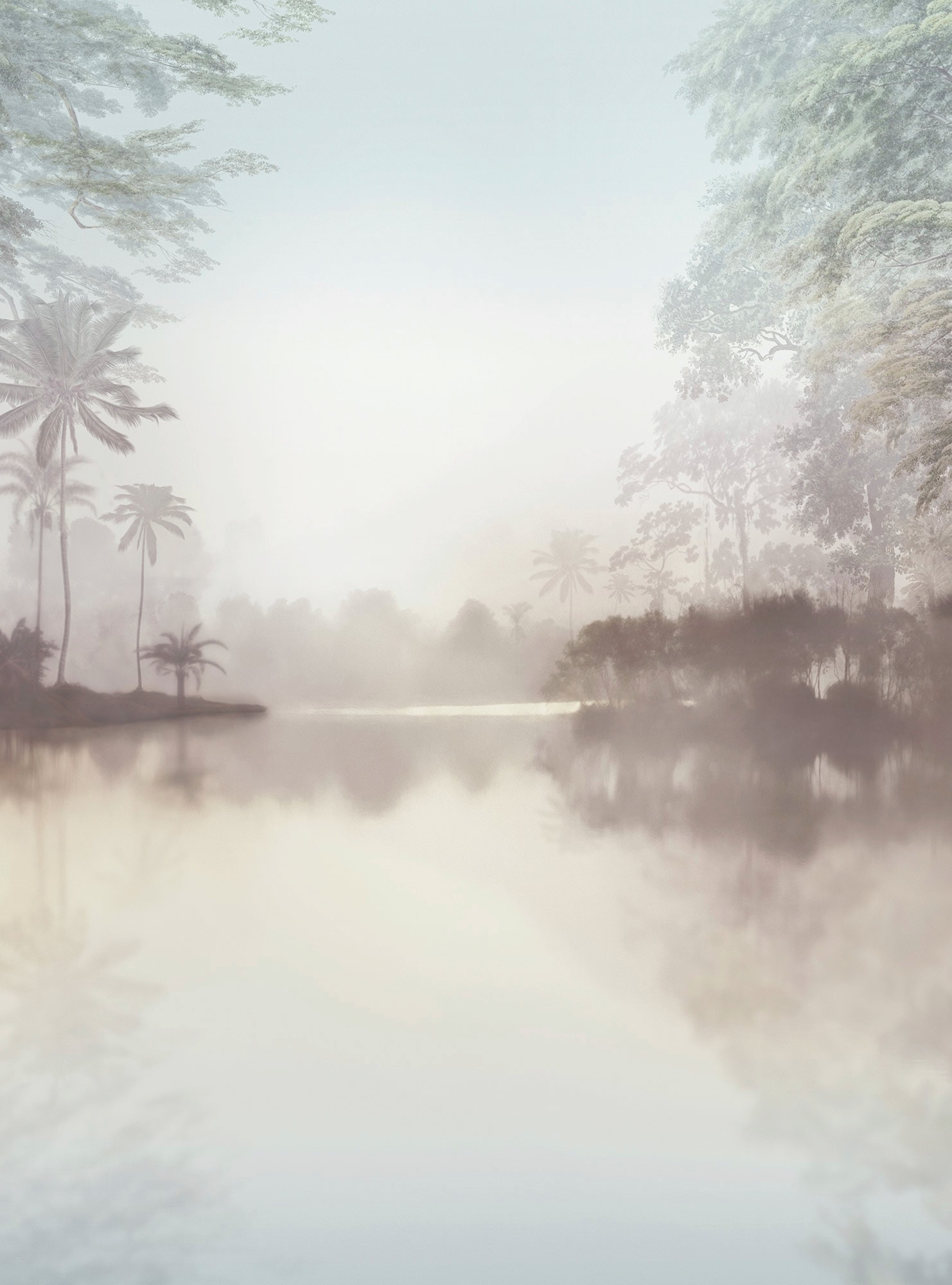 Image of Komar Vliestapete "Digitaldruck Vlies - Lac Tropical Pure - Grösse 200 x 280 cm" bedruckt glatt Wohnzimmer, Schlafzimmer
