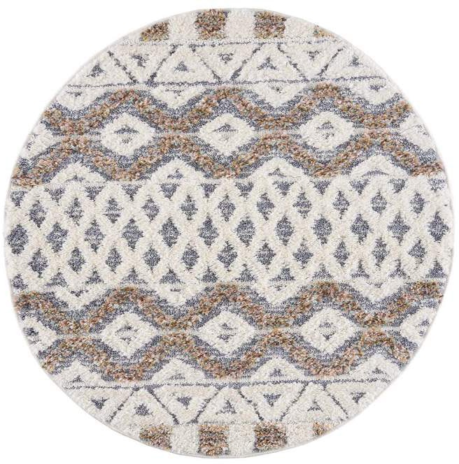 Carpet City Hochflor-Teppich »Focus 3050«, rund, 20 mm Höhe, Boho-Teppich, Hochtief-Muster/ 3D-Effekt, für Wohnzimmer, Schlafzimmer