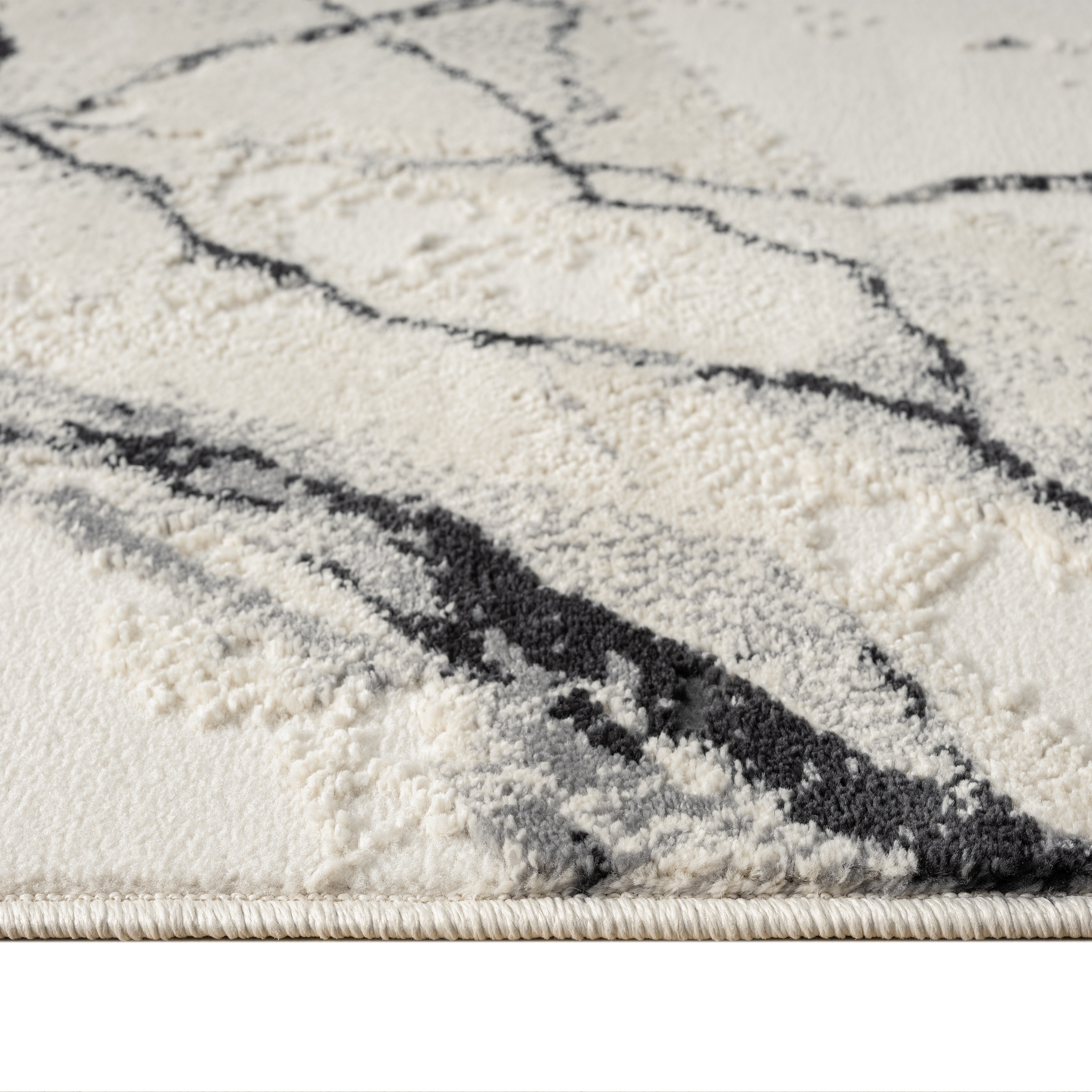 my home Teppich »Zoe, Hoch-Tief-Struktur«, rechteckig, 11 mm Höhe, mit Fransen, modernes Marmor-Design, Wohnzimmer, Schlafzimmer