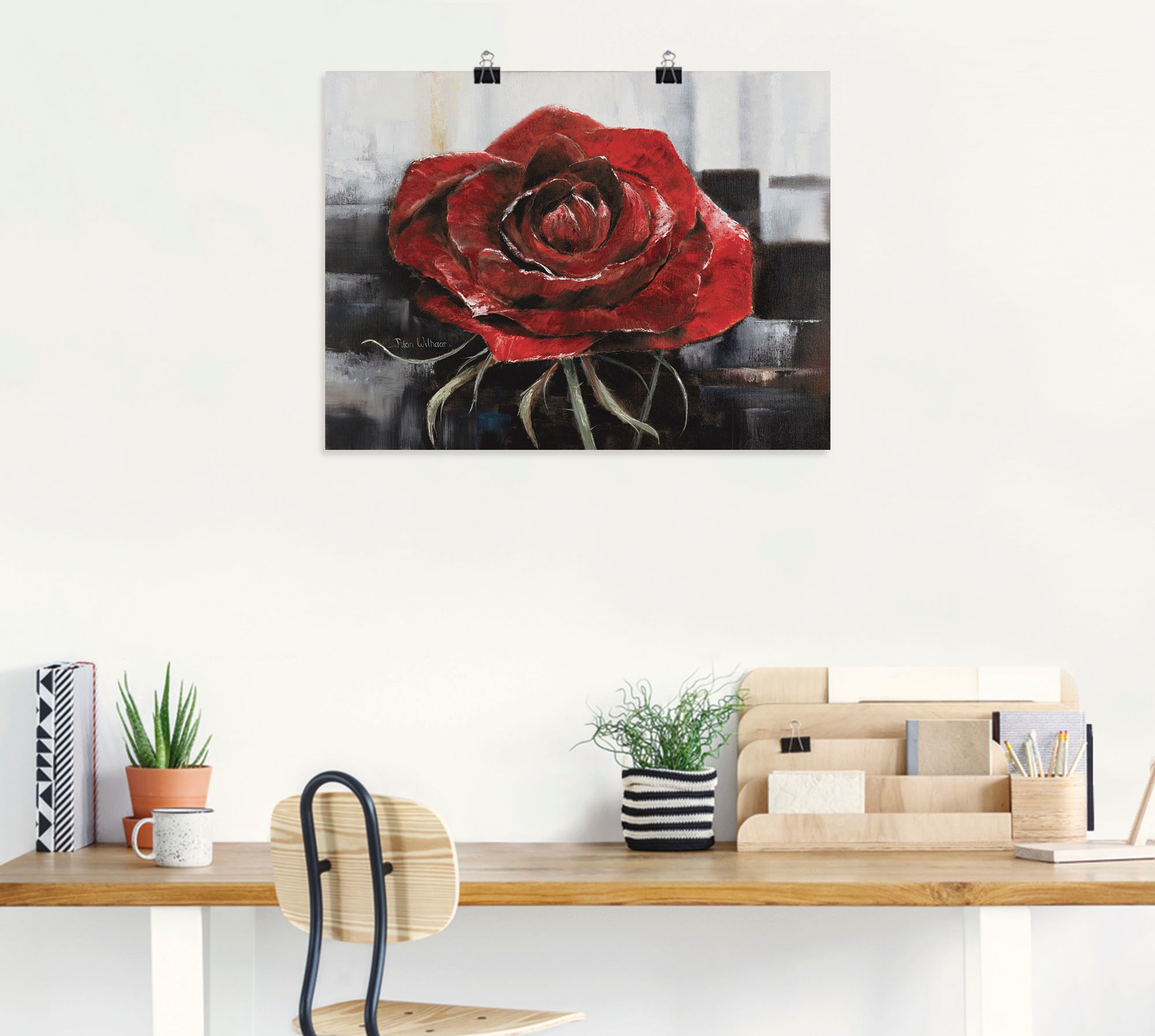 Artland Wandbild »Blühende rote Rose«, Blumen, (1 St.), als Leinwandbild, Poster, Wandaufkleber in verschied. Grössen