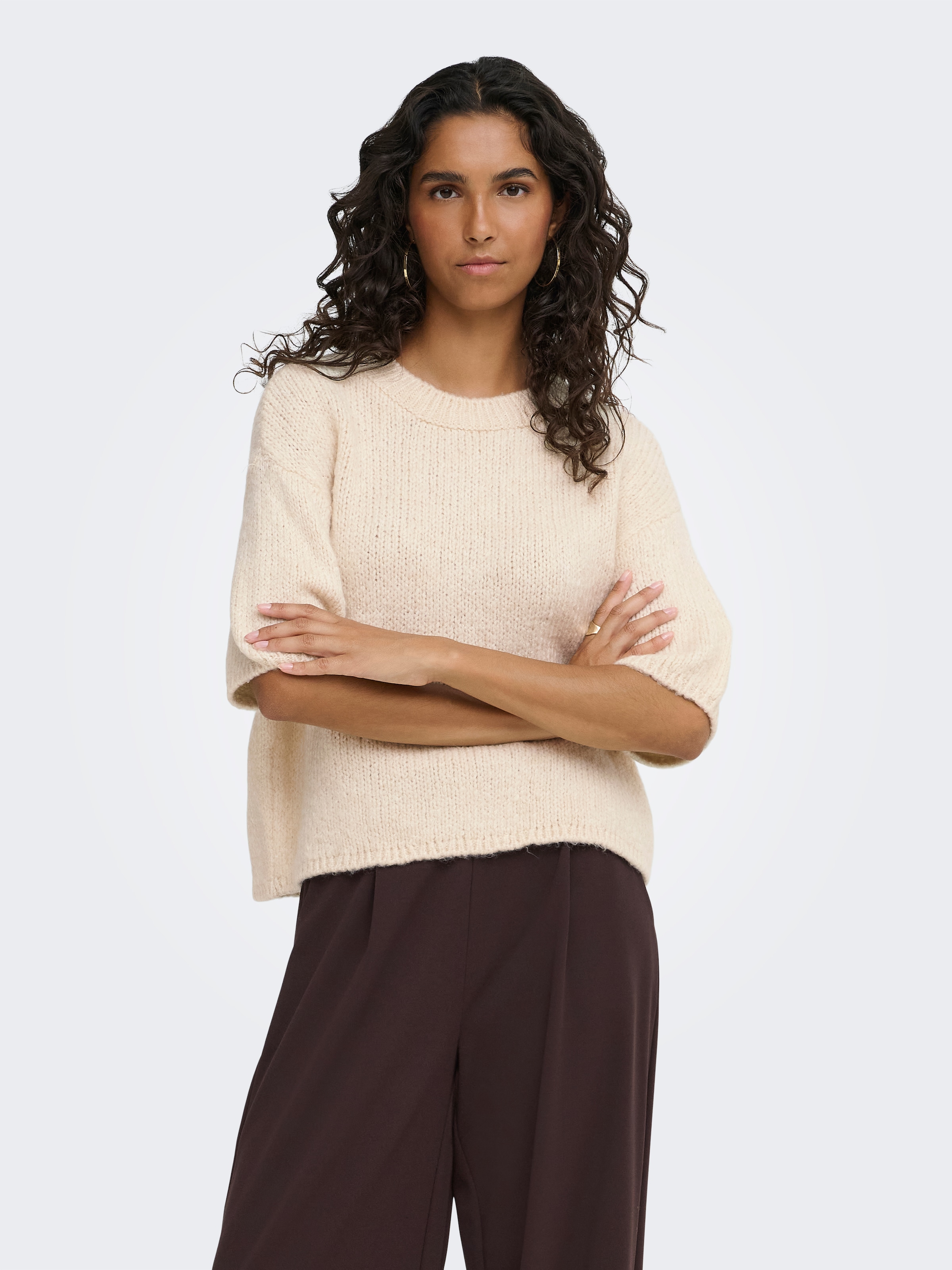 Image of JDY Strickpullover "JDYDICTE S/S PULL O-NECK KNT NOOS" Kunstfaser, knit fit