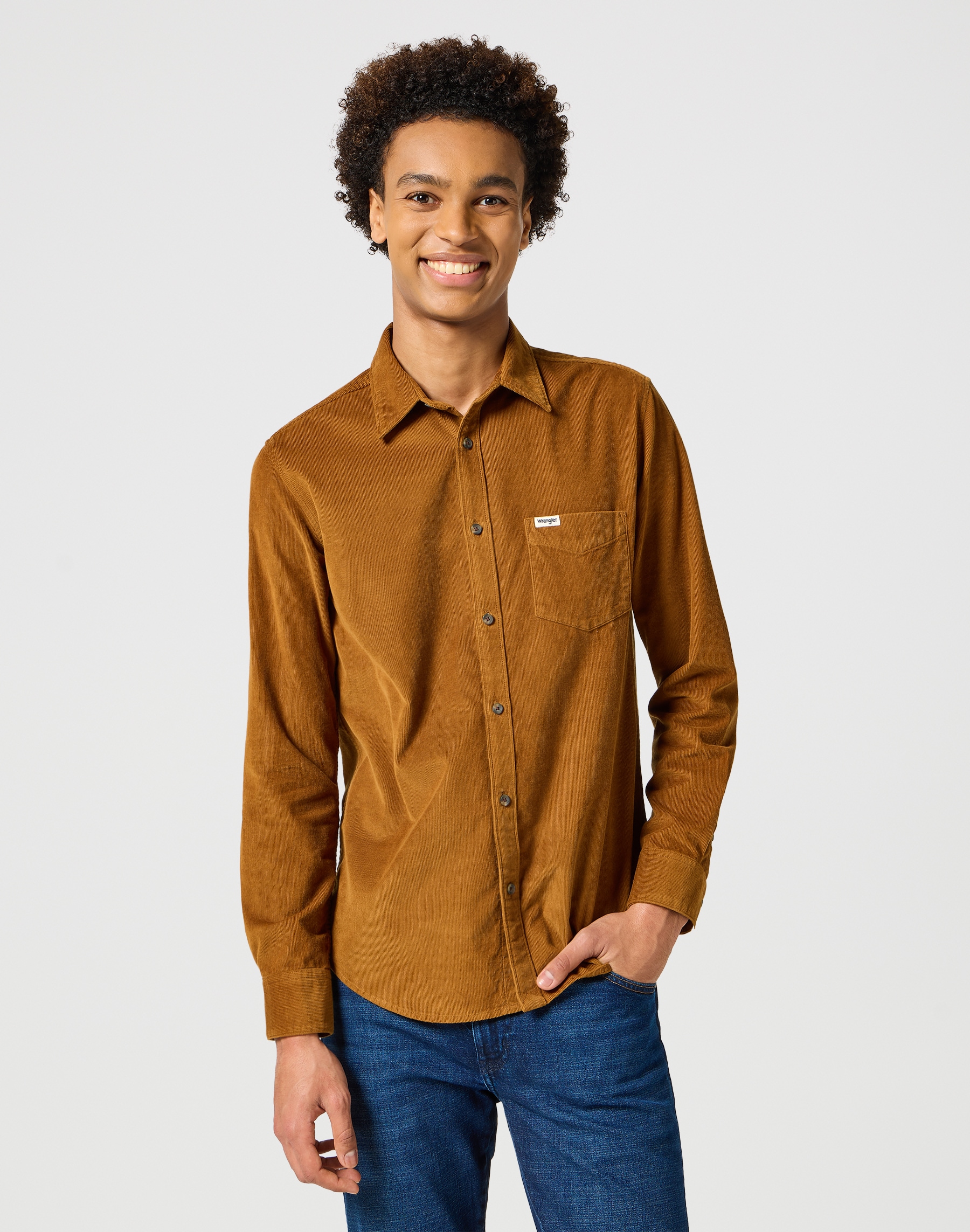 Langarmhemd »1 PKT CORDUROY SHIRT«, mit Logodruck