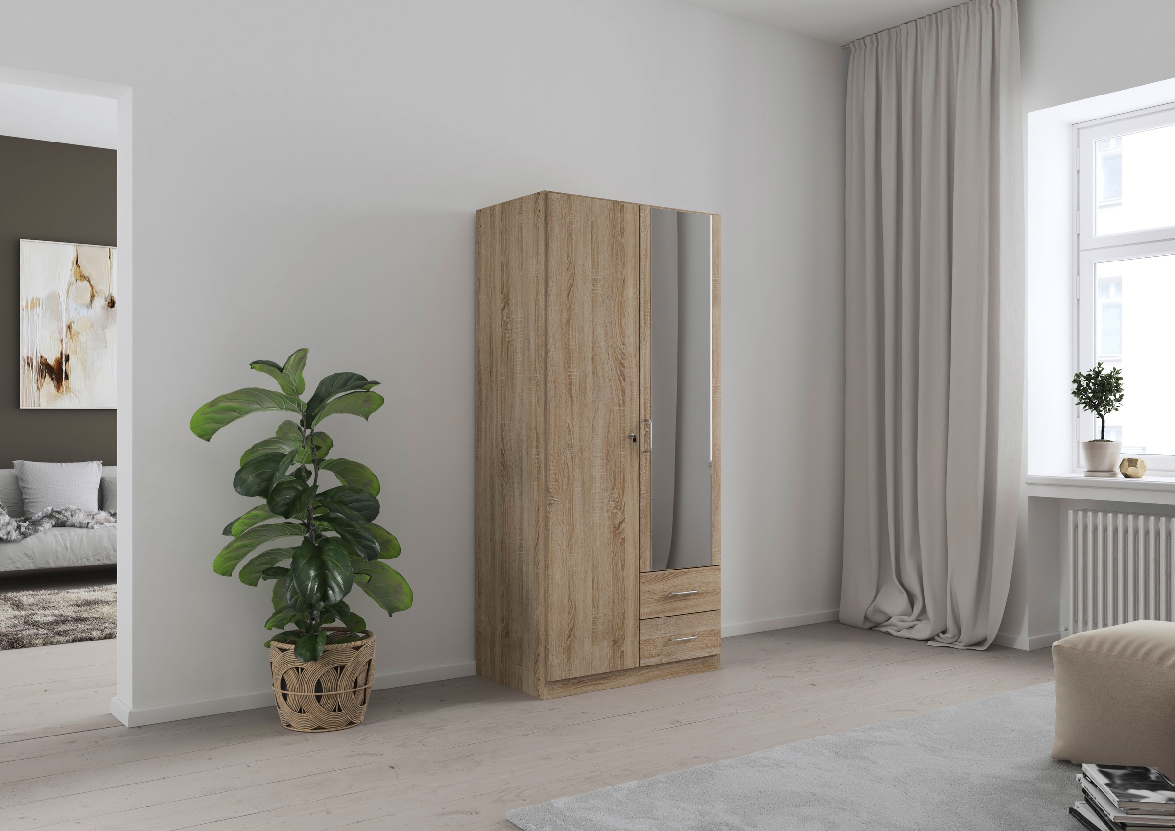 rauch Kleiderschrank »Schrank Garderobe Garderobenschrank Putzschrank Wäscheschrank BERGHEIM« Breiten 91/136/181 cm, Höhe 197 cm,  2 Aussenschubladen, Tür/en abschliessbar je 2 Schlüssel MADE IN GERMANY