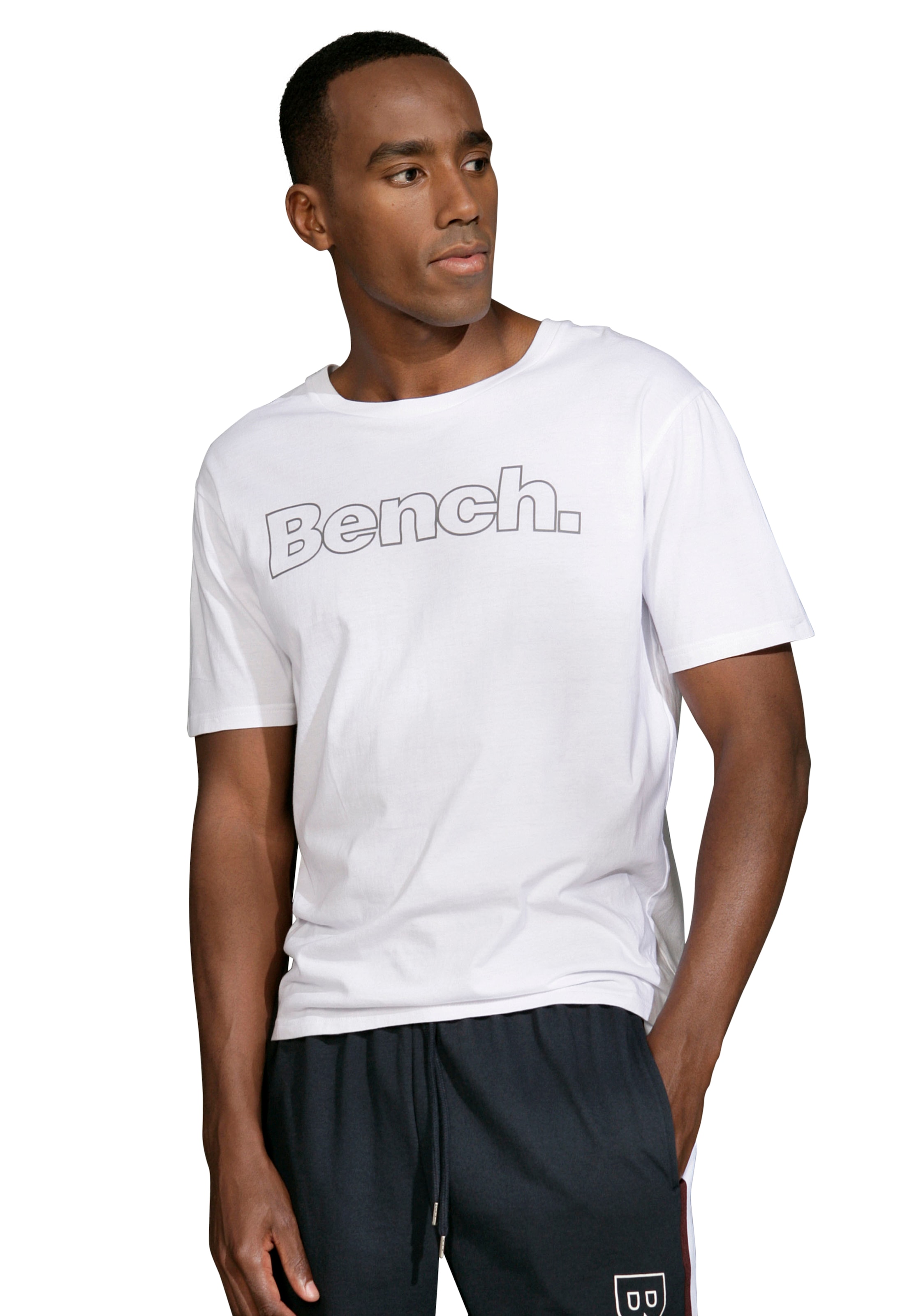 Bench. Loungewear T-Shirt, (2 tlg.), Shirt mit Logoprint, Basicshirt mit Rundhals aus reiner Baumwolle