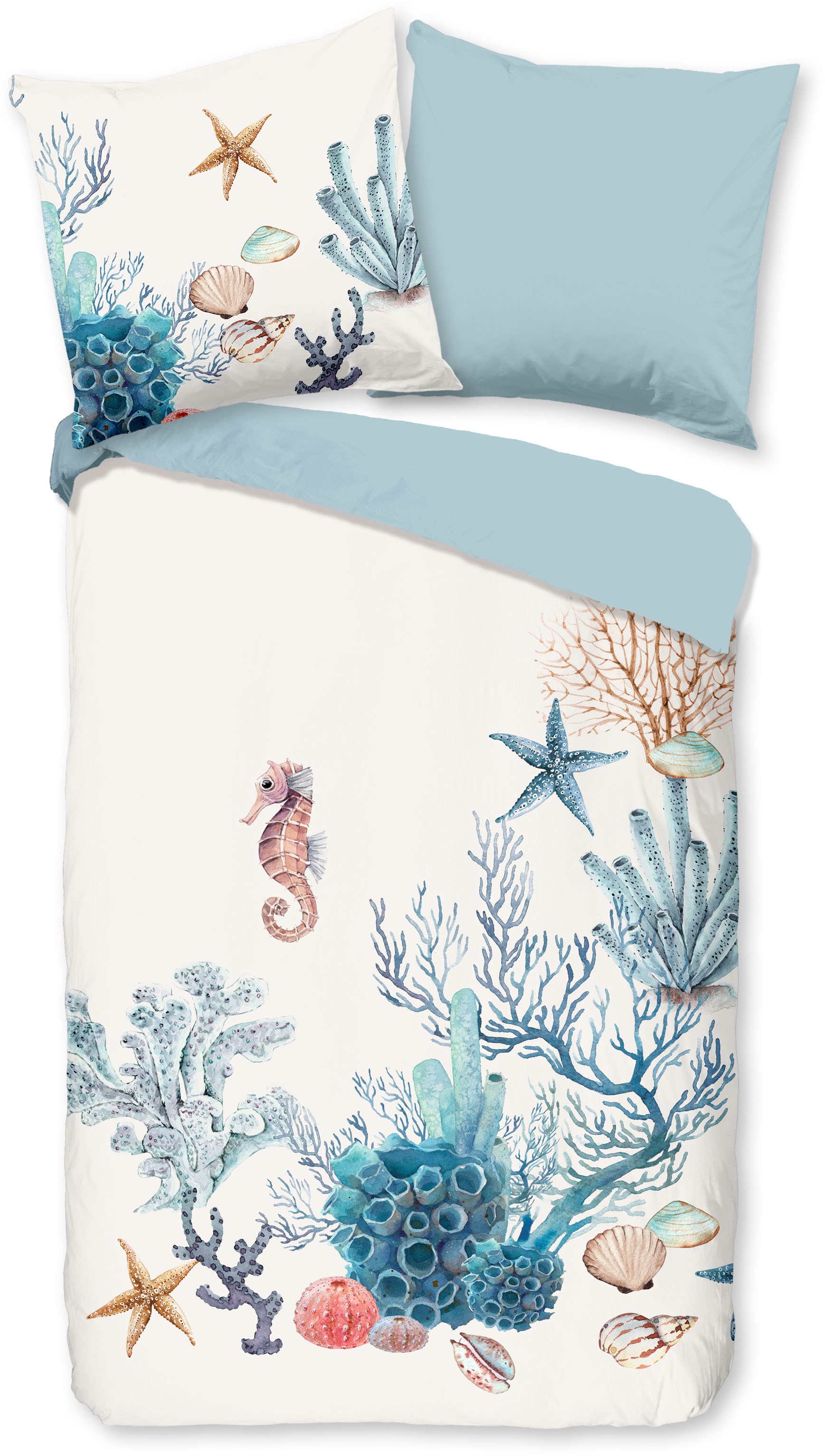 good morning Wendebettwäsche »Reine«, 100% Baumwolle, 135x200, Reissverschluss, Wendeoptik, Maritim, Meer