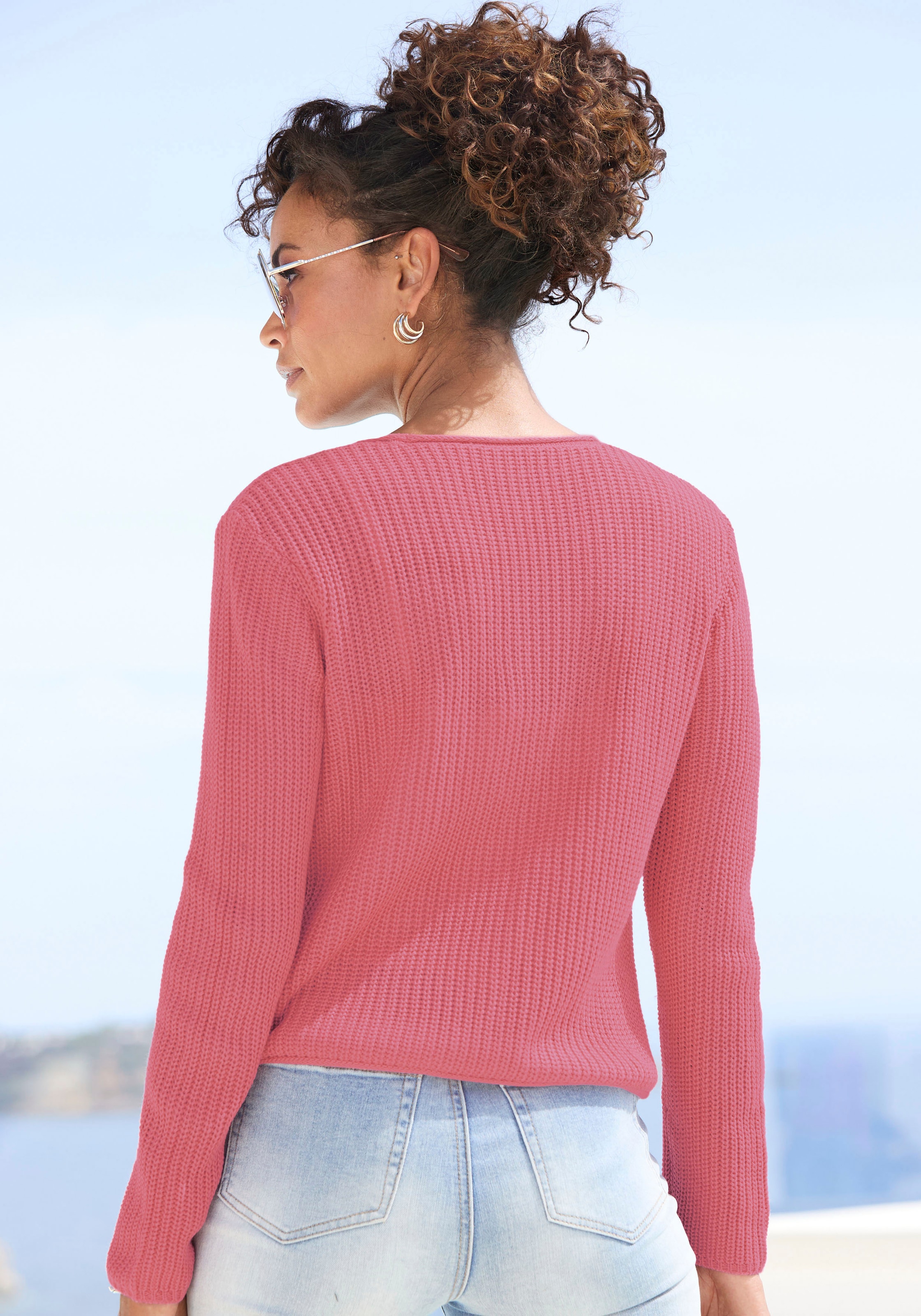 Vivance Veste en tricot »mit V-Ausschnitt und Haken zum Verschliessen« avec fermeture à crochet