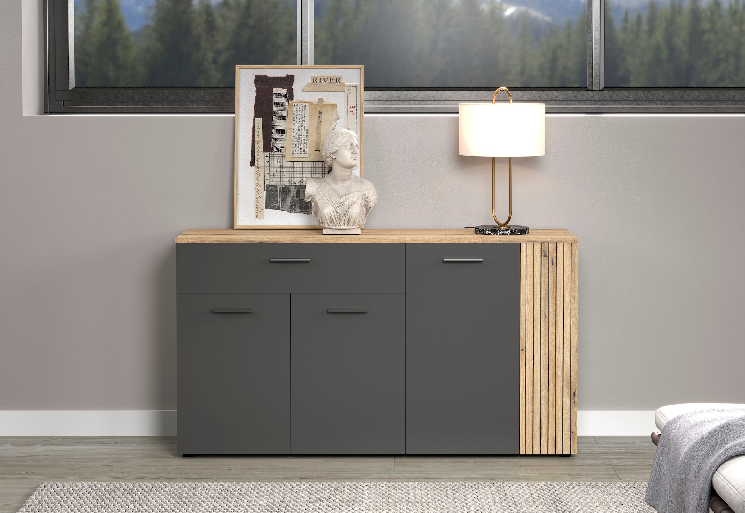 Home affaire Sideboard »Estepona« 1 Stk. tlg. Kommode, Akustikpaneel-Look; Breite 150 cm