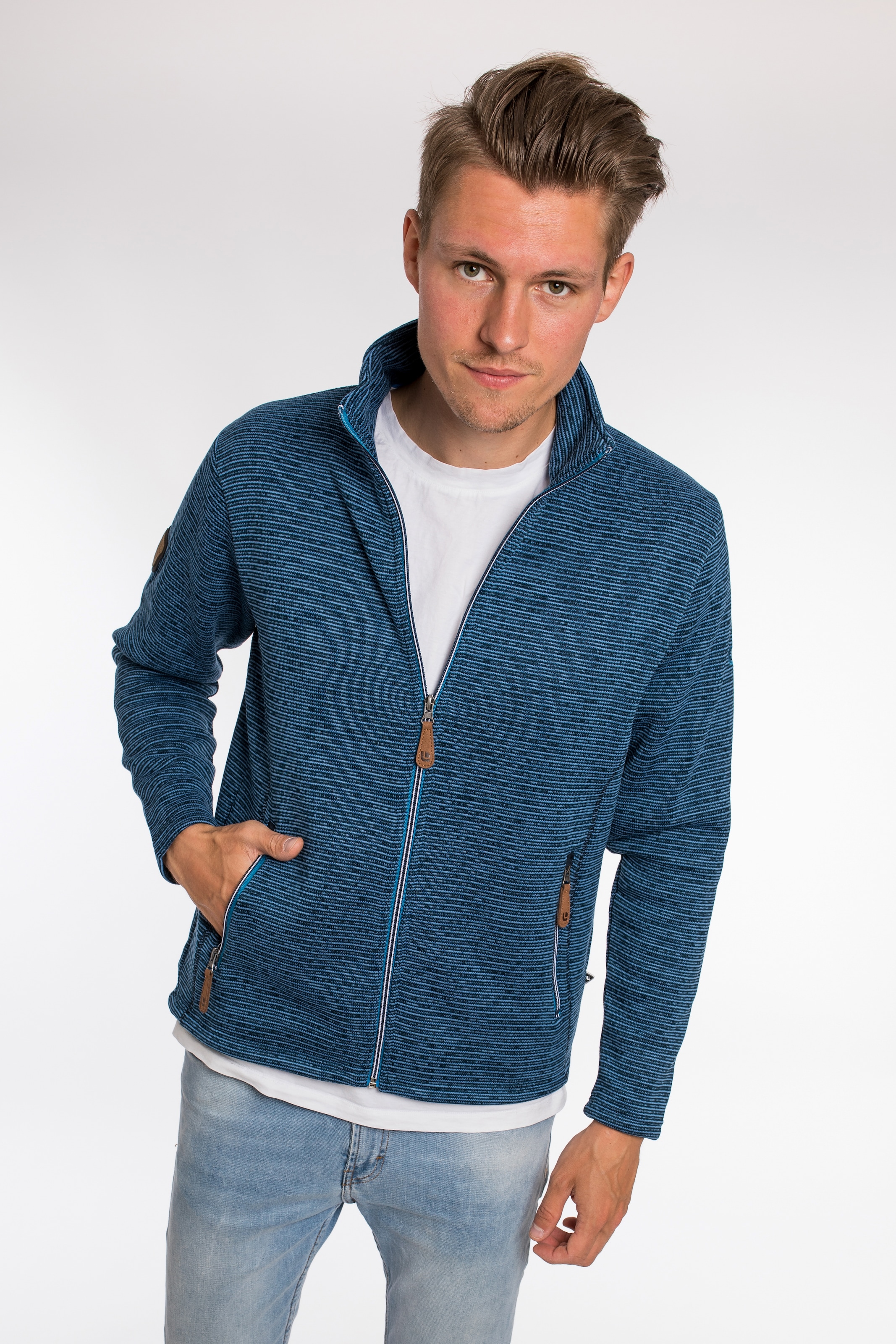 Image of DEPROC Active Strickfleecejacke "LACEWOOD MEN" mit Kapuze Kontrastreissverschluss