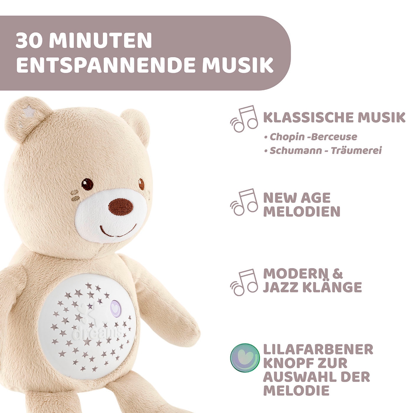 Chicco Kuscheltier »First Dreams Baby Bear, Beige«, mit Lichtprojektion und Soundfunktion