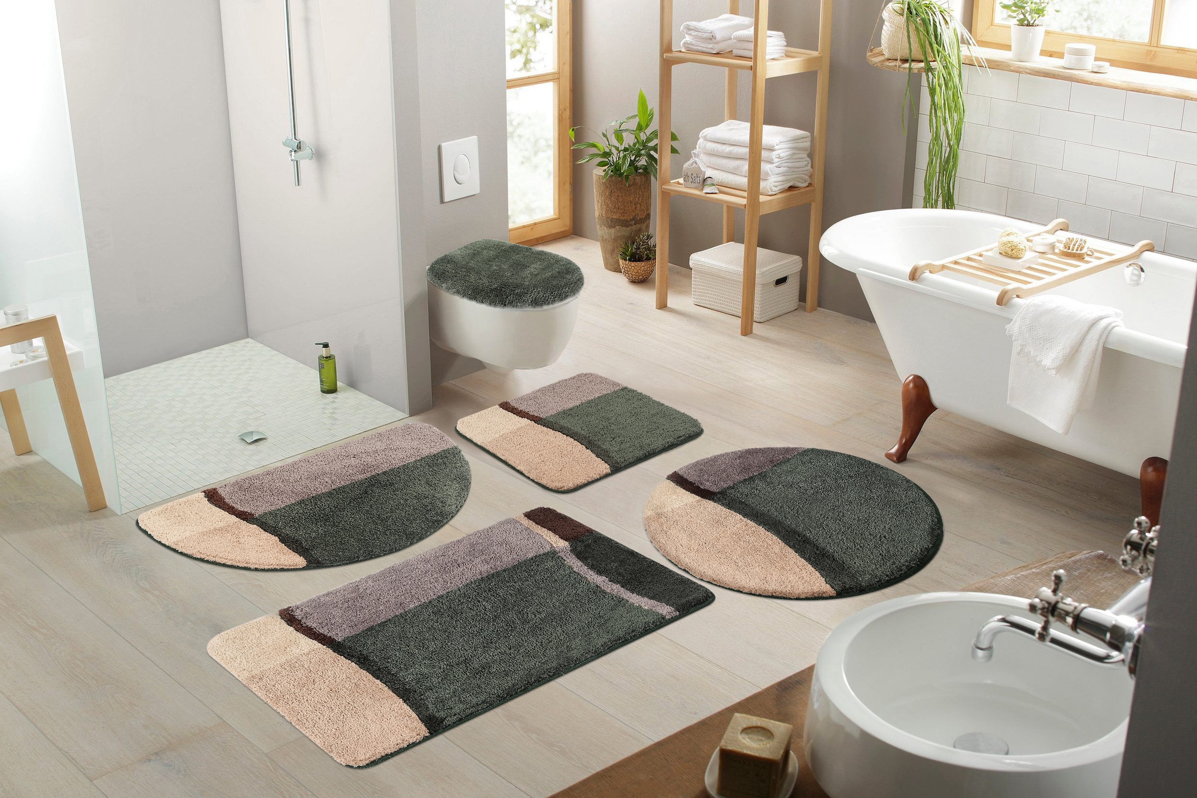 my home Badematte »Belio, Badvorleger, Badezimmer Teppich« Höhe 20 mm rutschhemmend beschichtet fussbodenheizungsgeeignet | schnell trocknend | strapazierfähig Badematte, Badteppich, Badematten auch als 2 tlg. Set erhältlich, bunt