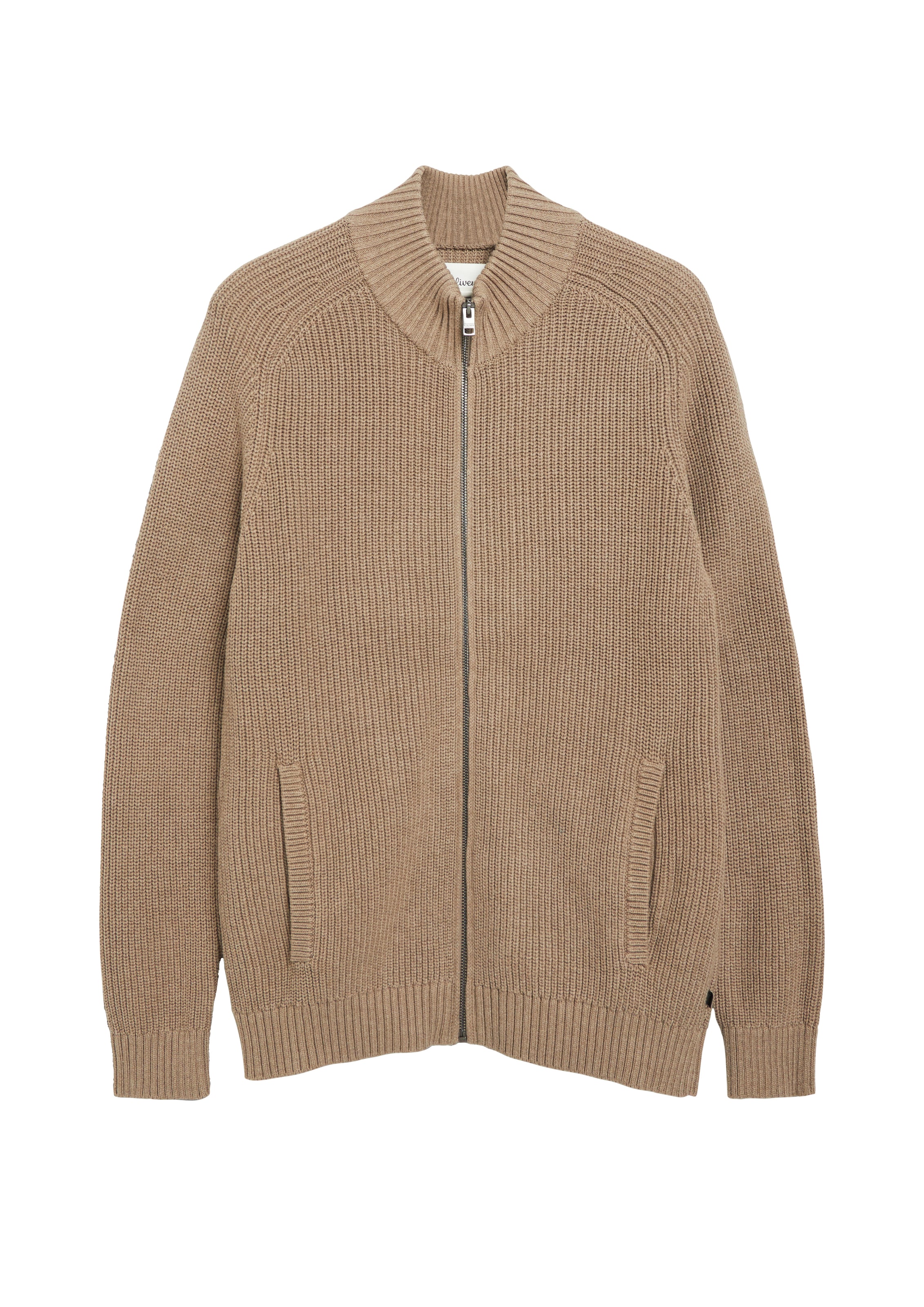 s.Oliver Strickjacke Stehkragen, Rippstrick, Baumwolle