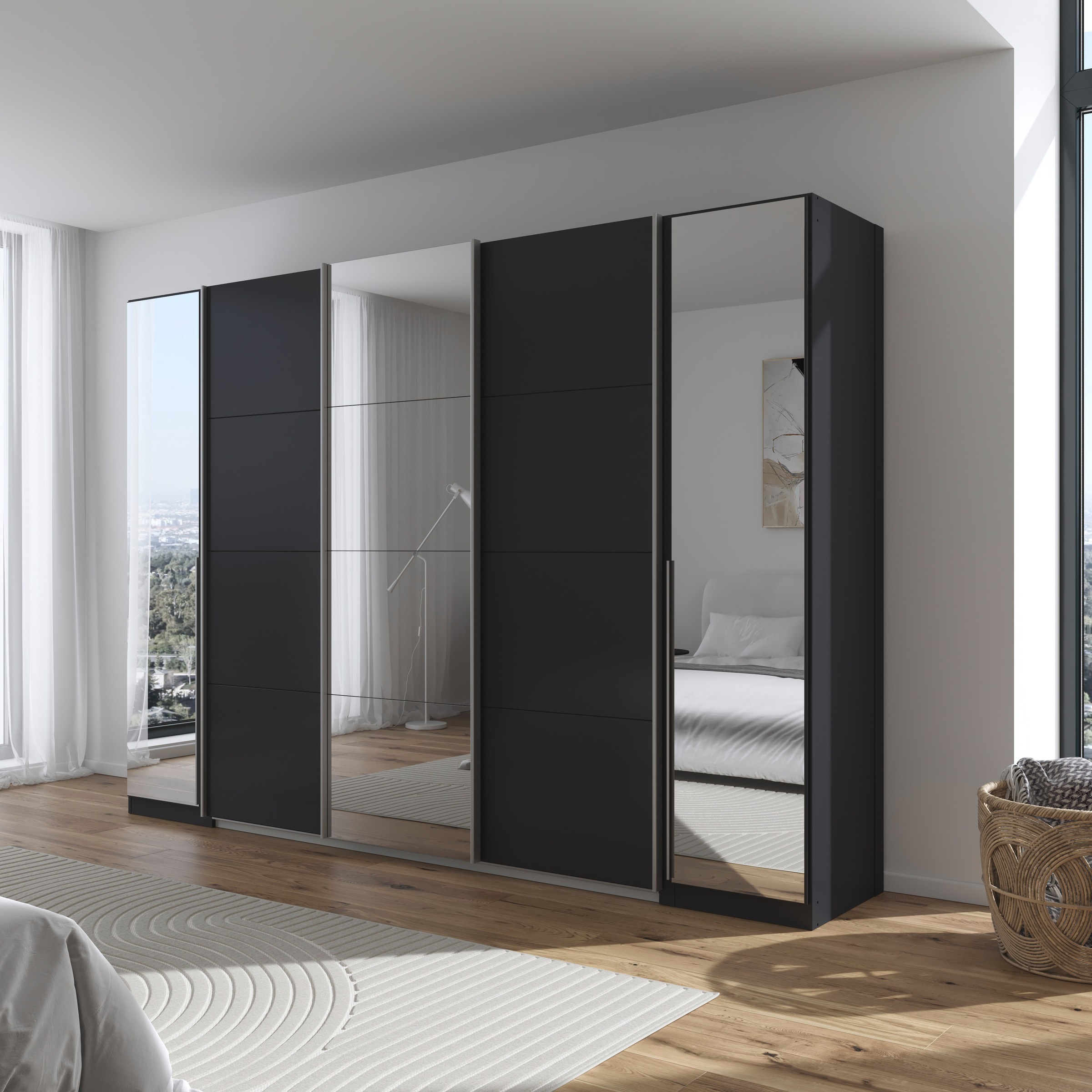 OTTO home Schwebetürenschrank "Dreh-/Schwebetürenschrank Kleiderschrank Familie, Agordo" (B/H/T ca. 301x210X62cm, viele Farben & auch mit Spiegeln erhältlich)