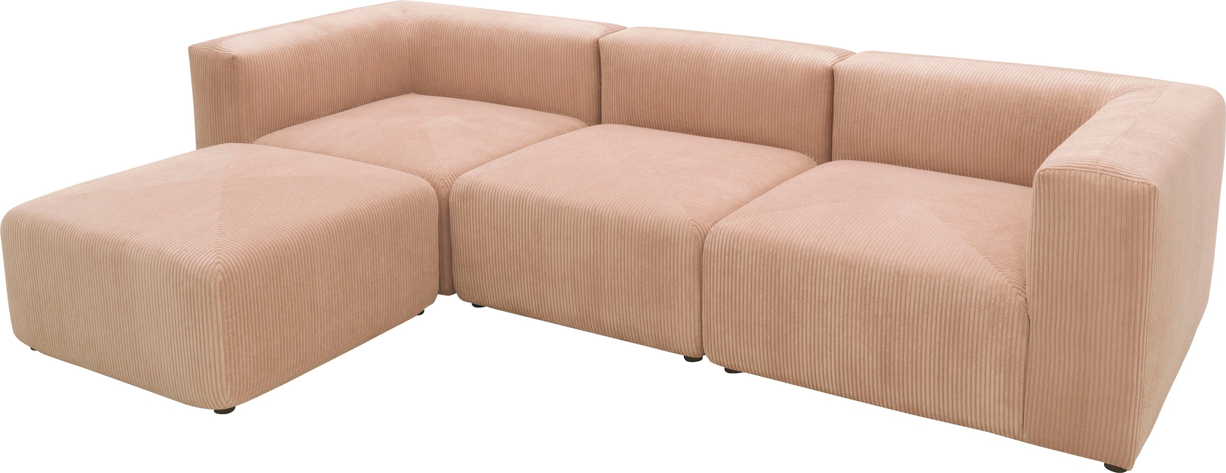 RAUM.ID Ecksofa »Gerrid L-Form«, Cord-Bezug, Modulsofa, bestehend aus Eck- und Mittelelement + Hocker