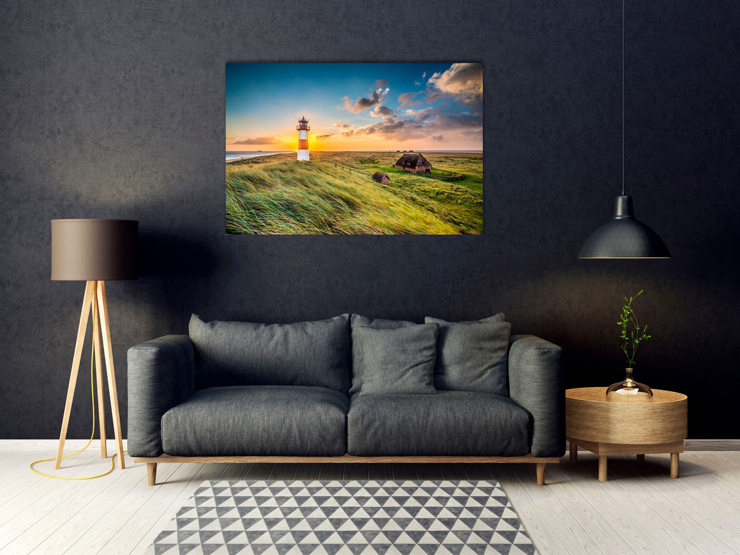 Image of queence Acrylglasbild "Edgar" Himmel Landschaft Leuchtturm Spa Spa Bilder Wiesen & Bäume 1 Stk. tlg. Fine Art-Print in Galeriequalität