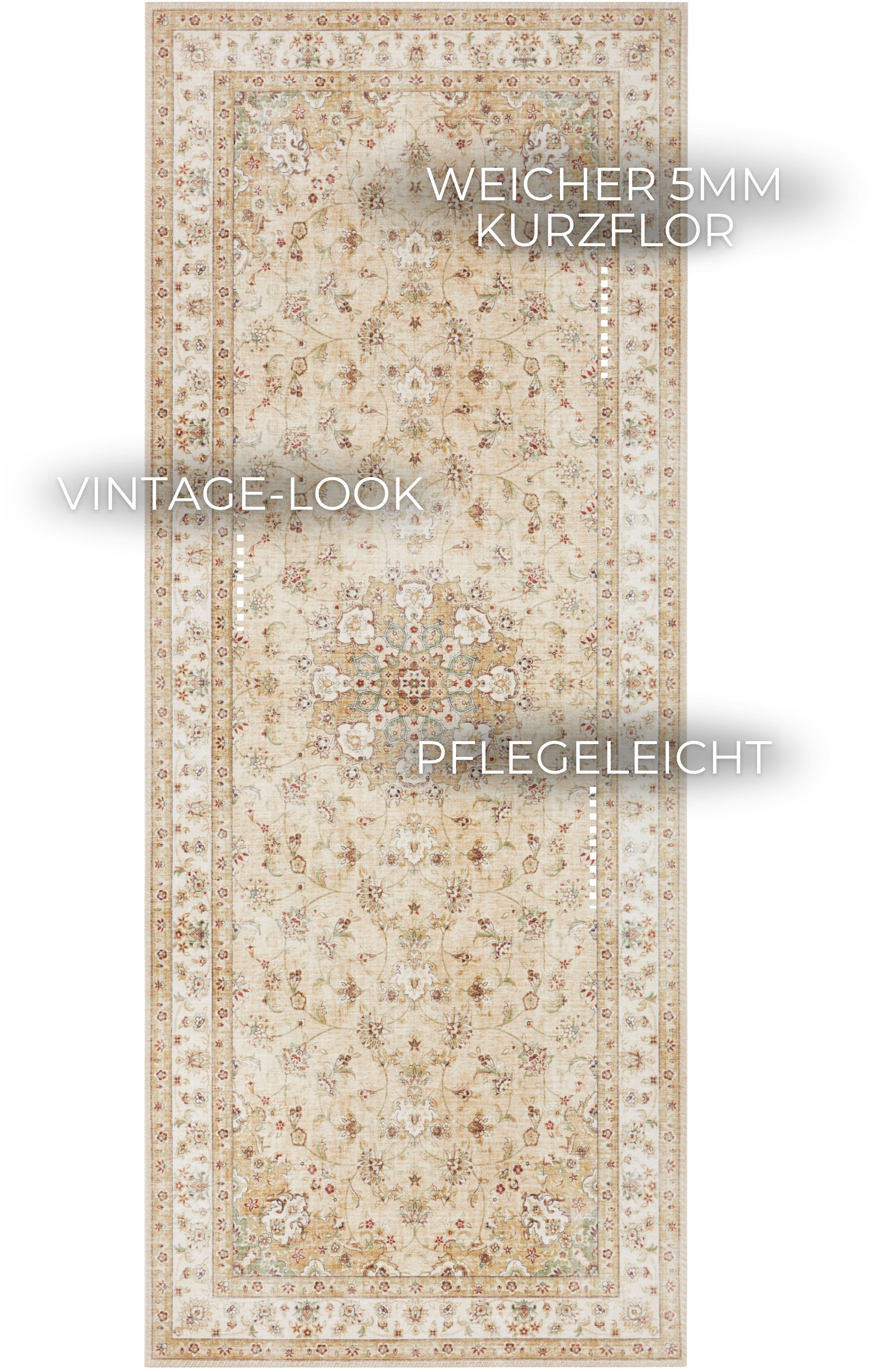 ELLE DECORATION Teppich »Nain«, rechteckig, 7 mm Höhe, Orientalisch, Läufer, Kurzflor, Wohnzimmer, Schlafzimmer, Vintage-Look