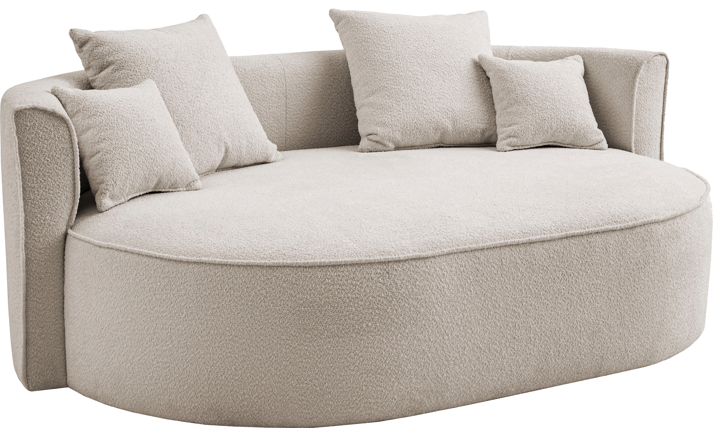 LeGer Home by Lena Gercke 2,5-Sitzer »ISALIE, rundes Loungesofa, mit Kissen, perfekt gepolstert«, moderne Stoffe, mit 4 Zierkissen, extra grosse Sitzfläche