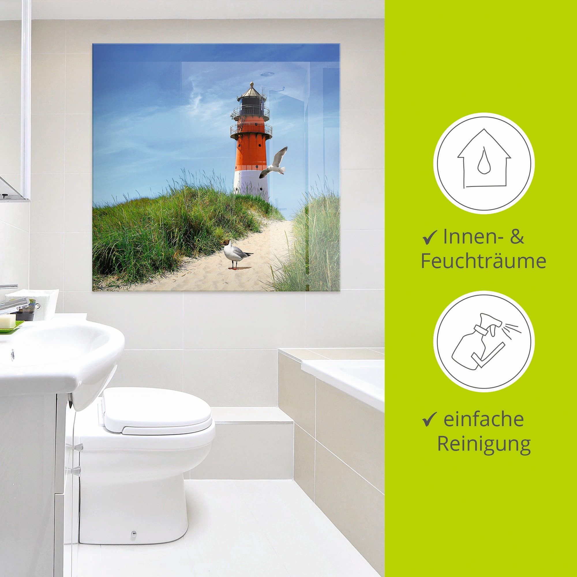 Artland Glasbild »Am Leuchtturm«, Gebäude, (1 St.), in verschiedenen Grössen