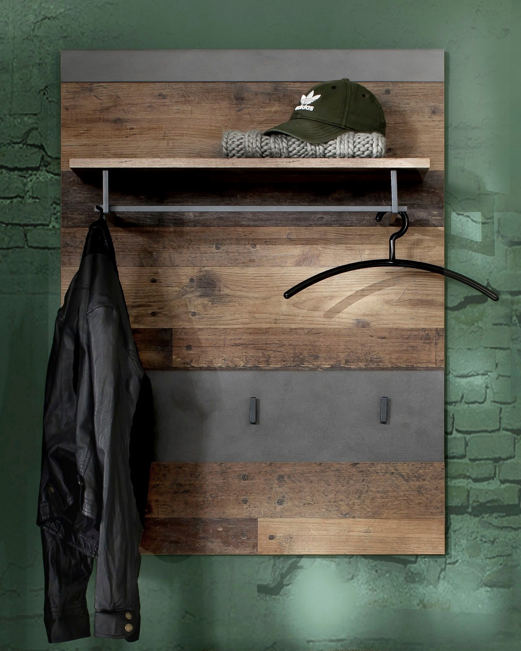INOSIGN Garderoben-Set »Ilana«, (Set, 3 St.), Garderobenmöbel im modernen Industrial Style mit antikfarbenen Griffen