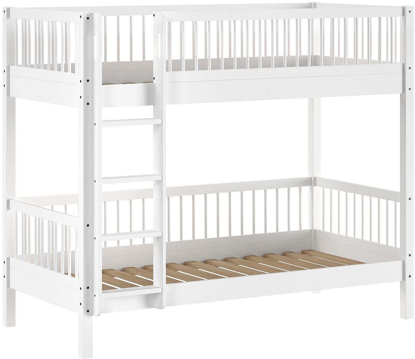 Vipack Etagenbett »Buche massiv weiss, Made in Europe, langlebige Qualität« B/H/T ca. 208x176x98cm, inkl. Leiter, Absturzschutz oben umlaufend,  2 Lattenroste, wahlweise mit oder ohne Bettschublade
