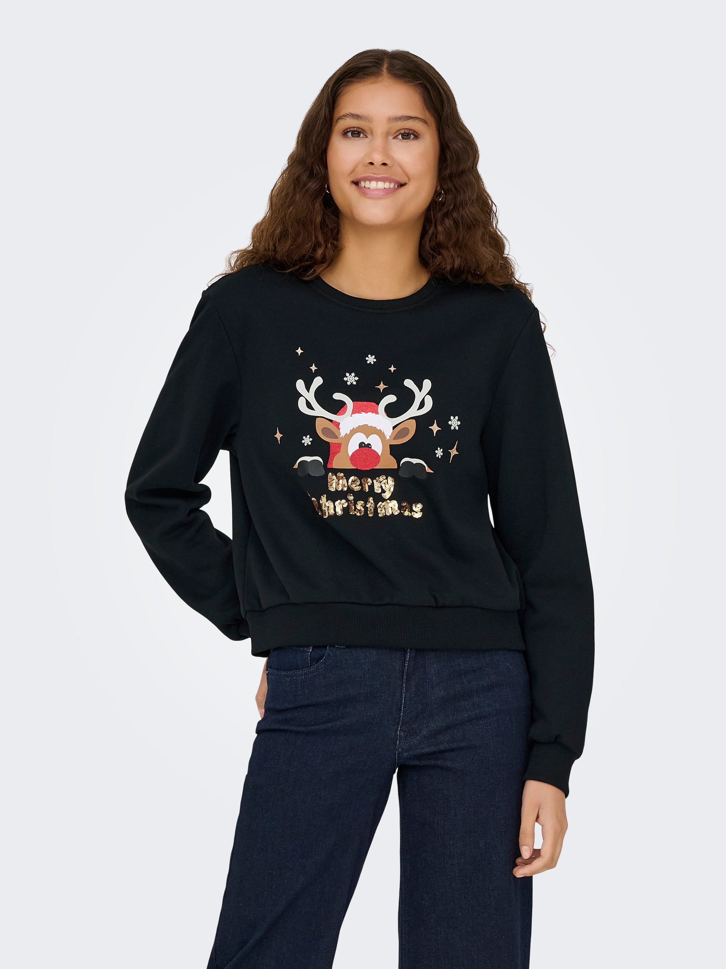 ONLY Weihnachtssweatshirt »ONLYDA XMAS L/S O-NECK BOX SWT« mit verschiedenen Weihnachtsmotiven