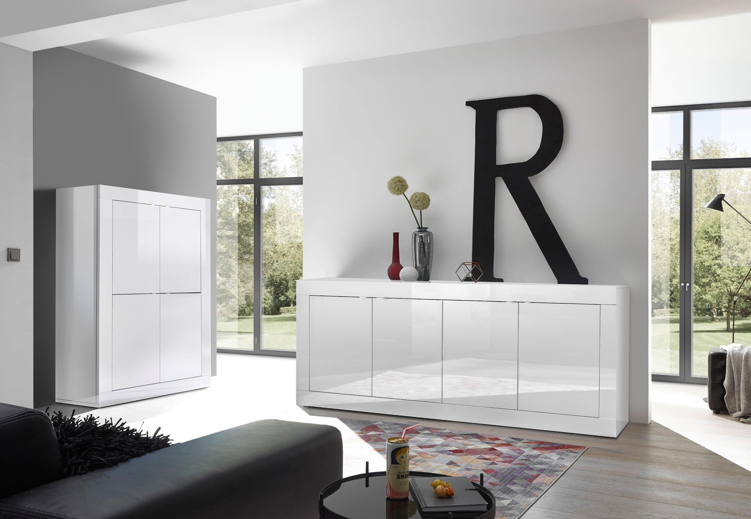 INOSIGN Sideboard »Basic Breite 207 cm, Kommode 4 Türen, Anrichte,«, Metallgriff, moderne Rahmenoptik, viel Stauraum, Farbauswahl