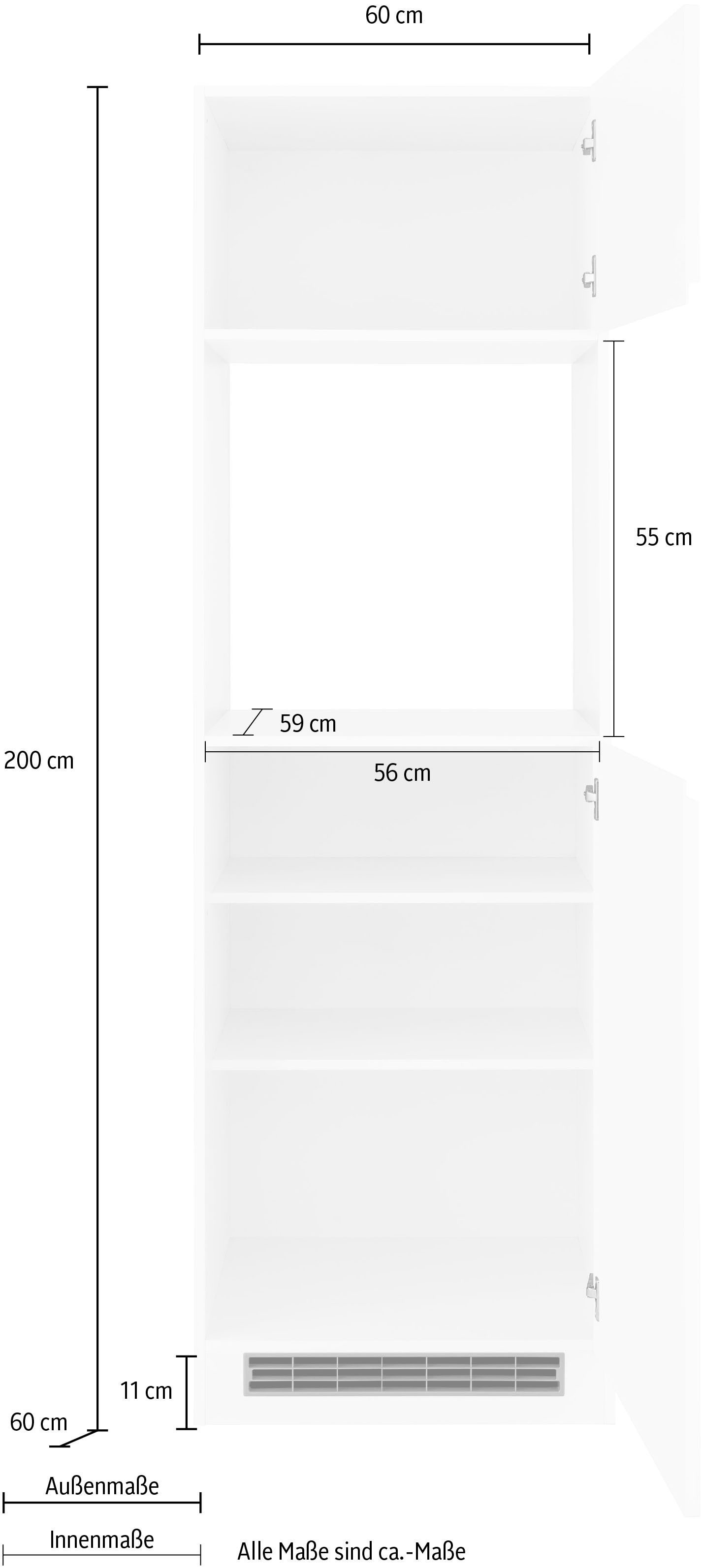 KOCHSTATION Backofenumbauschrank »KS-Virginia,neu in verbesserter Ausführung« Stauraum, Softclose,  Breite 60 cm, Höhe 200 cm, Nische für Ofen B/H/T: 56/59/55 cm