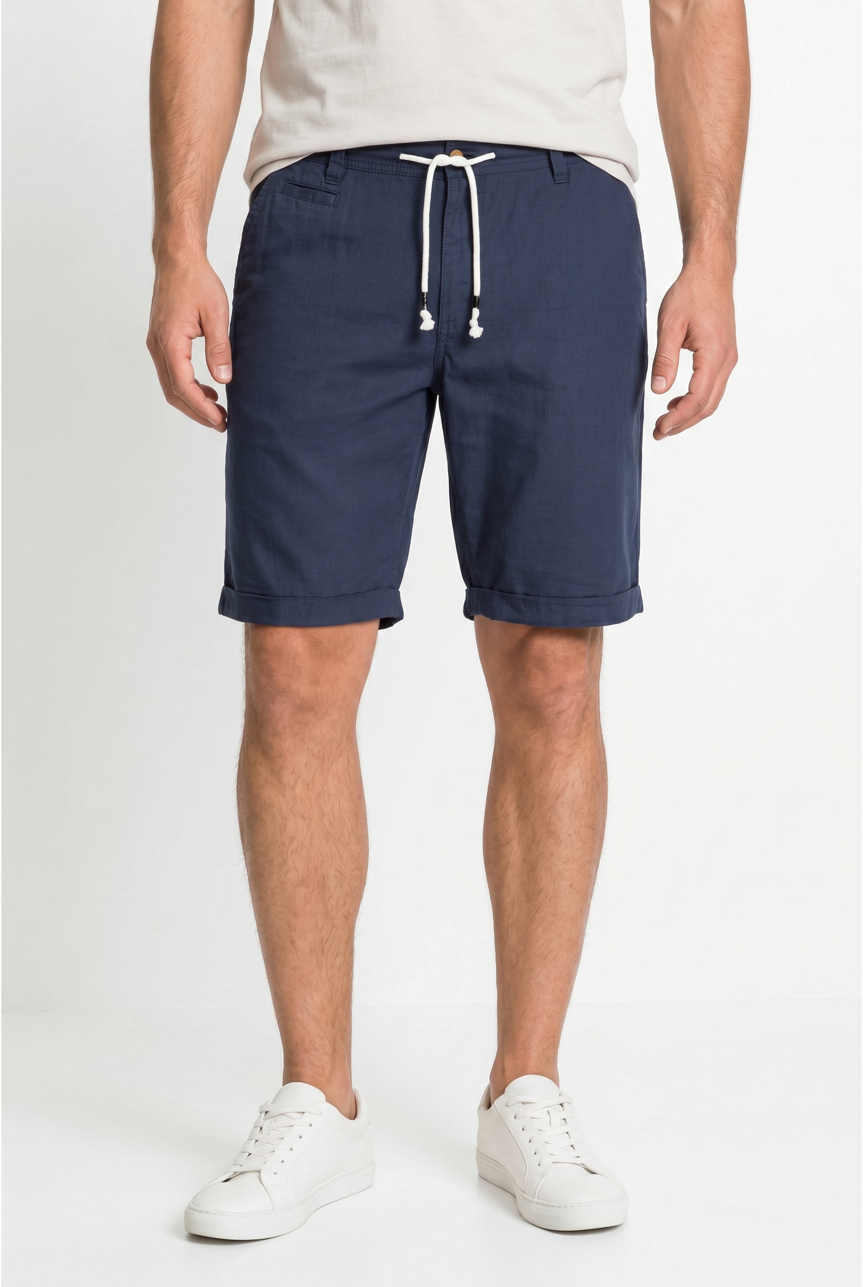 Image of bonprix Bermudas aus Leinen-Baumwoll-Mix, Regular Fit, mit Bindeband am Bund