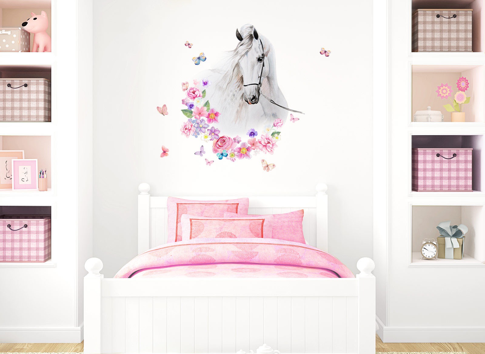 Image of little DECO Wandtattoo »Little Deco Wandtattoo Pferdekopf mit Blumen & Schmetterlingen« bei Ackermann Versand Schweiz